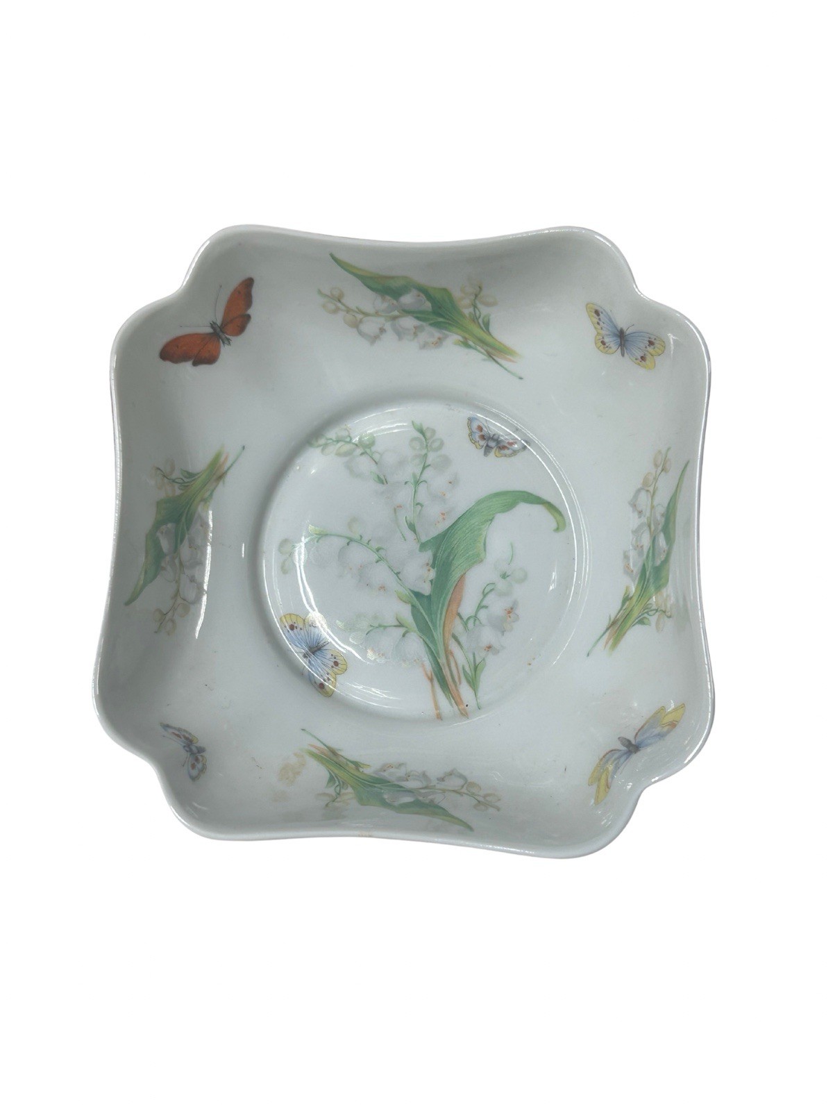 Vintage Limoges France Scalloped Porcelain Trinket / Candy Dish - 