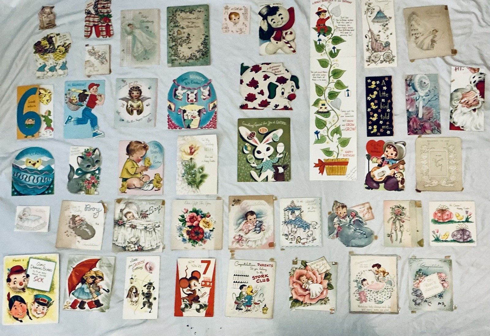 42 Vintage 1950s/1960s Used Greeting Cards ▪️Birthday, Baby, Easter, Christmas