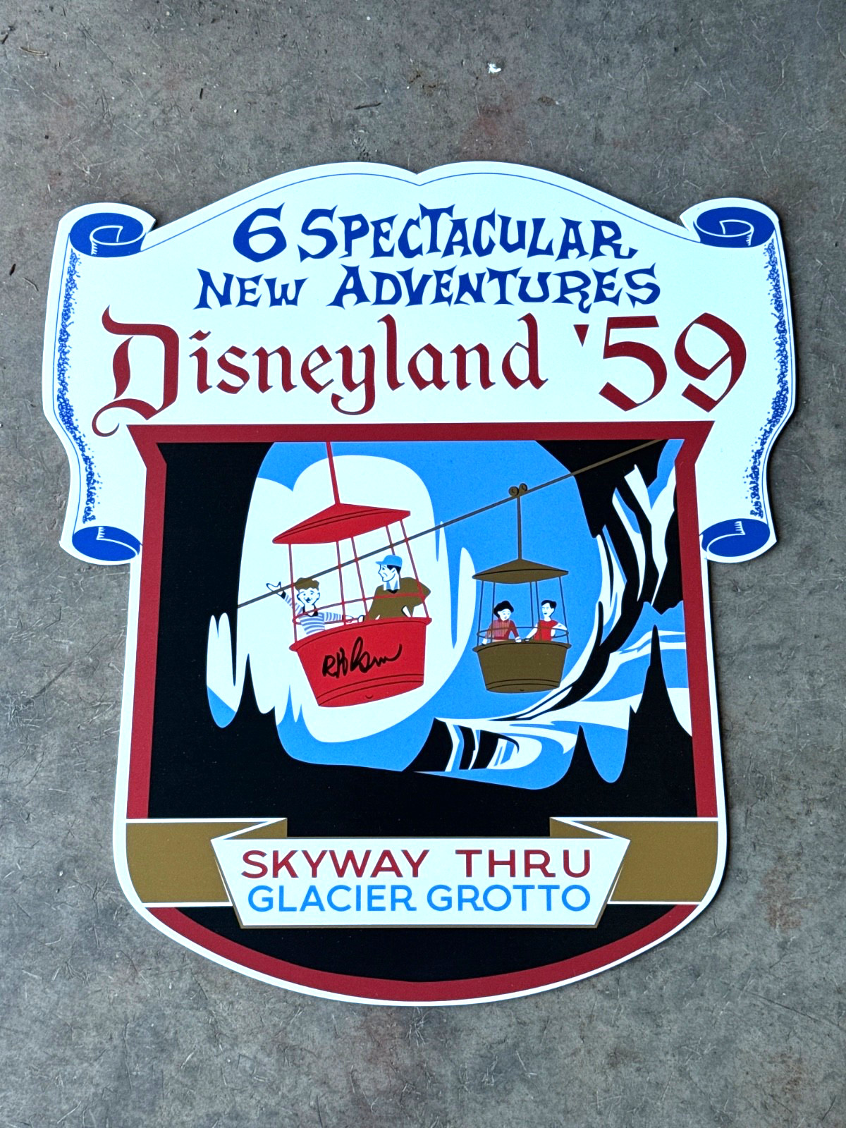 Disneyland Fantasyland Skyway Thru Glacier Grotto  Sign Prop signed by Bob Gurr