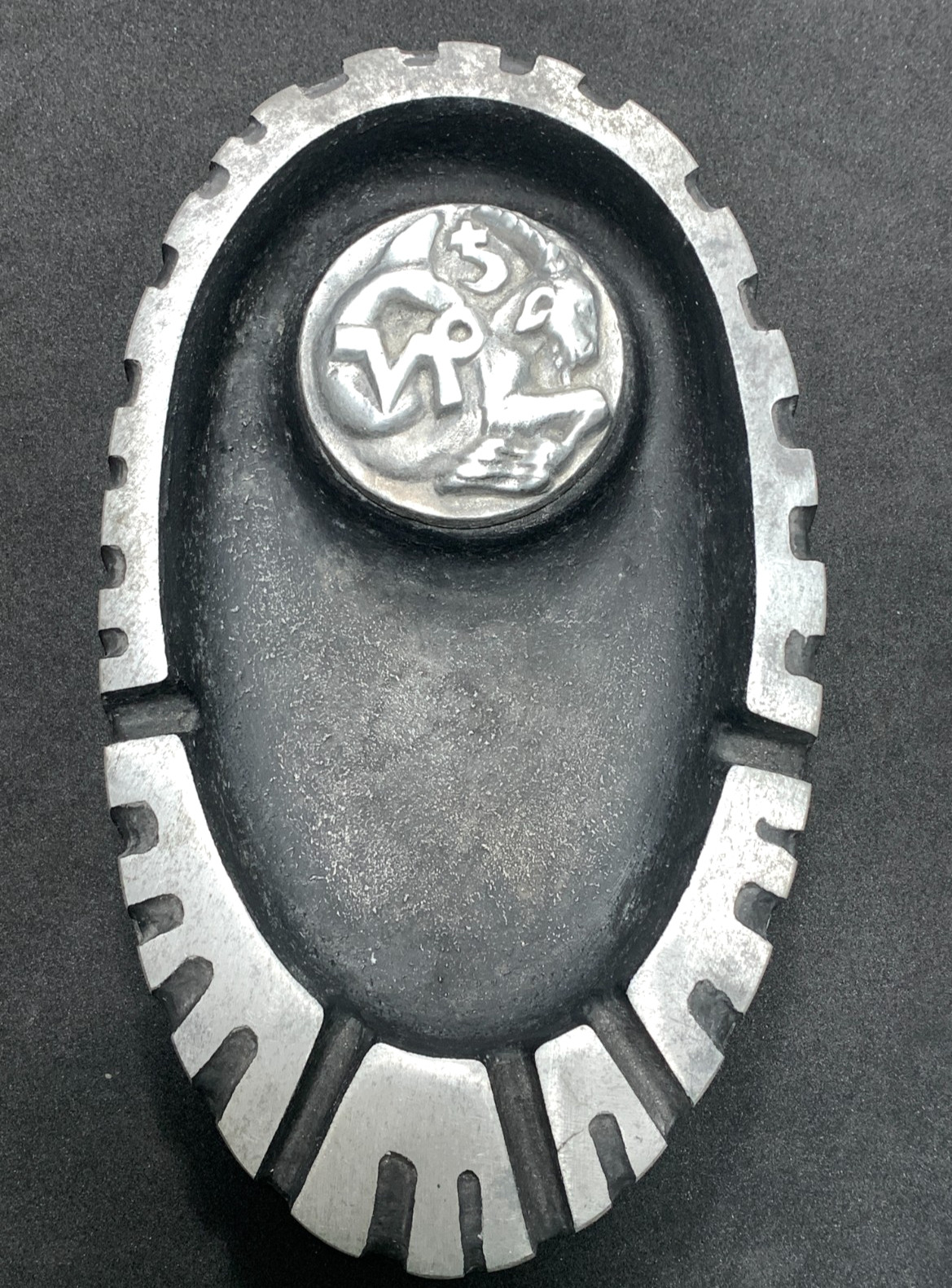 Vintage MCM Heavy Cast Metal Ashtray ZODIAC CAPRICORN