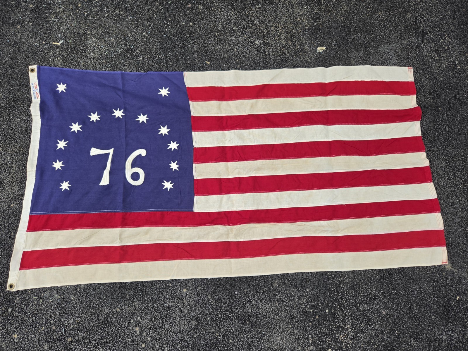 Vintage Annin & Co Defiance 13 Star '76 Bicentennial American Flag Embroidered