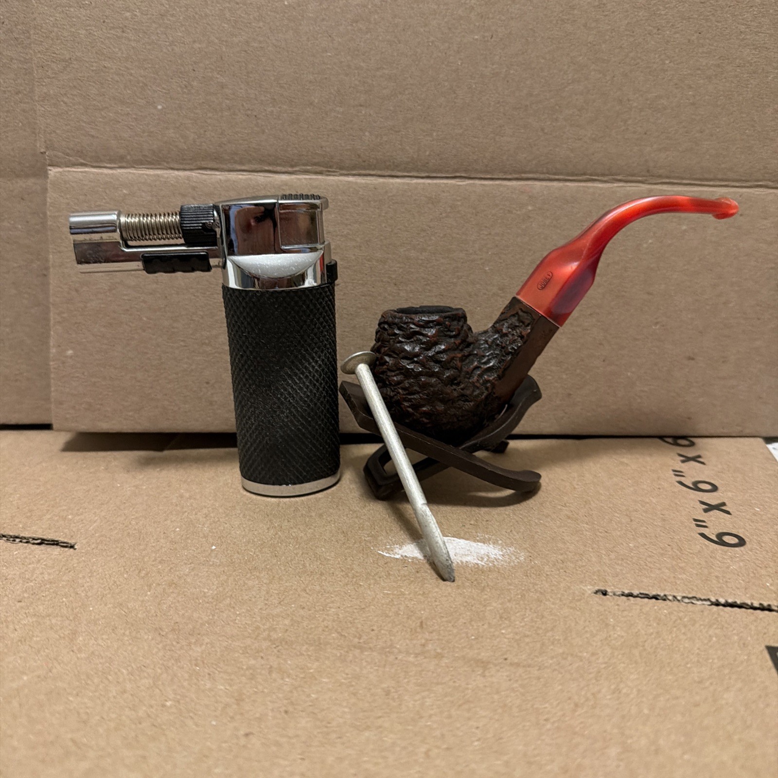 Jobey Shellmoor Oom Paul Rusticated Estate Tobacco Bent Billiard Pipe Vintage