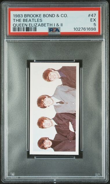 1983 BROOKE BOND QUEEN ELIZABETH I & II THE BEATLES #47 PSA 5