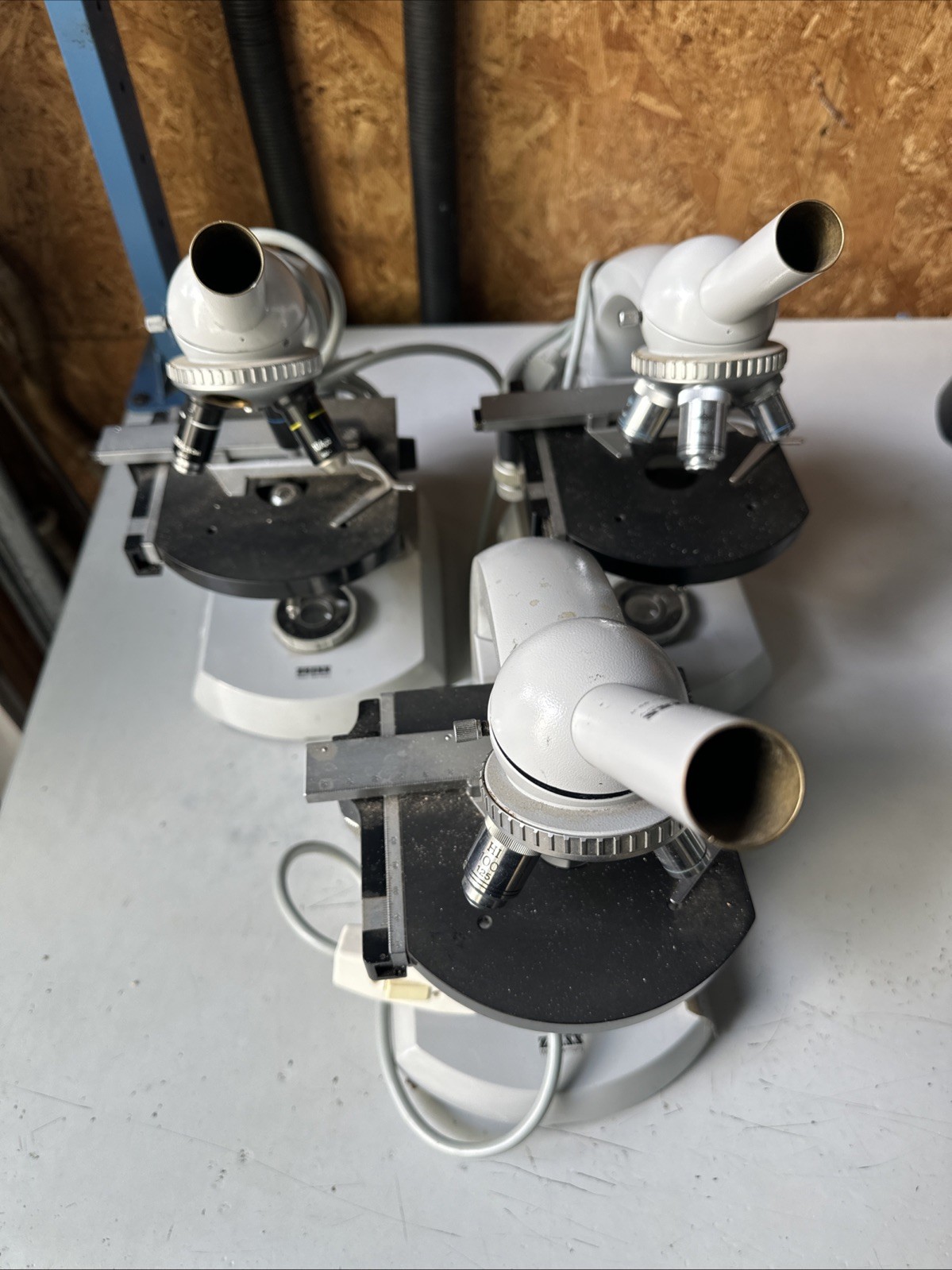 3 Carl Zeiss West Germany Microscope  10X/40X/100X For Parts