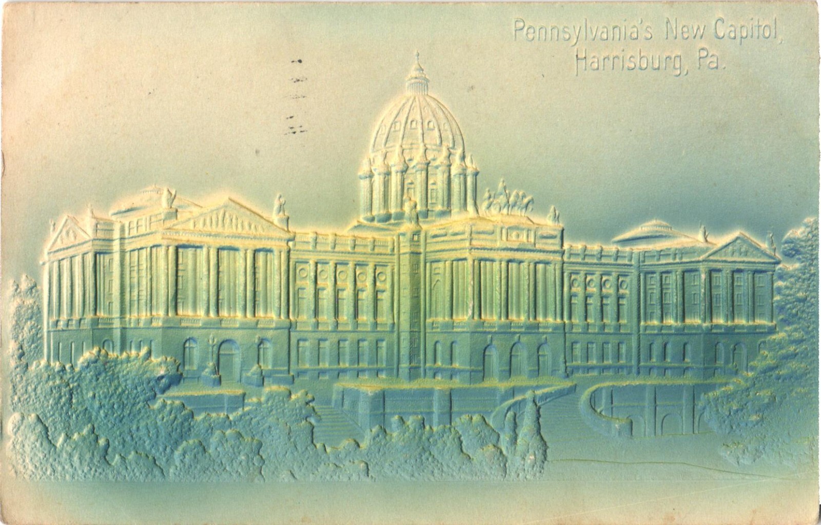 Harrisburg PA State Capitol Building Embossed Undivided Back Postcard 1907