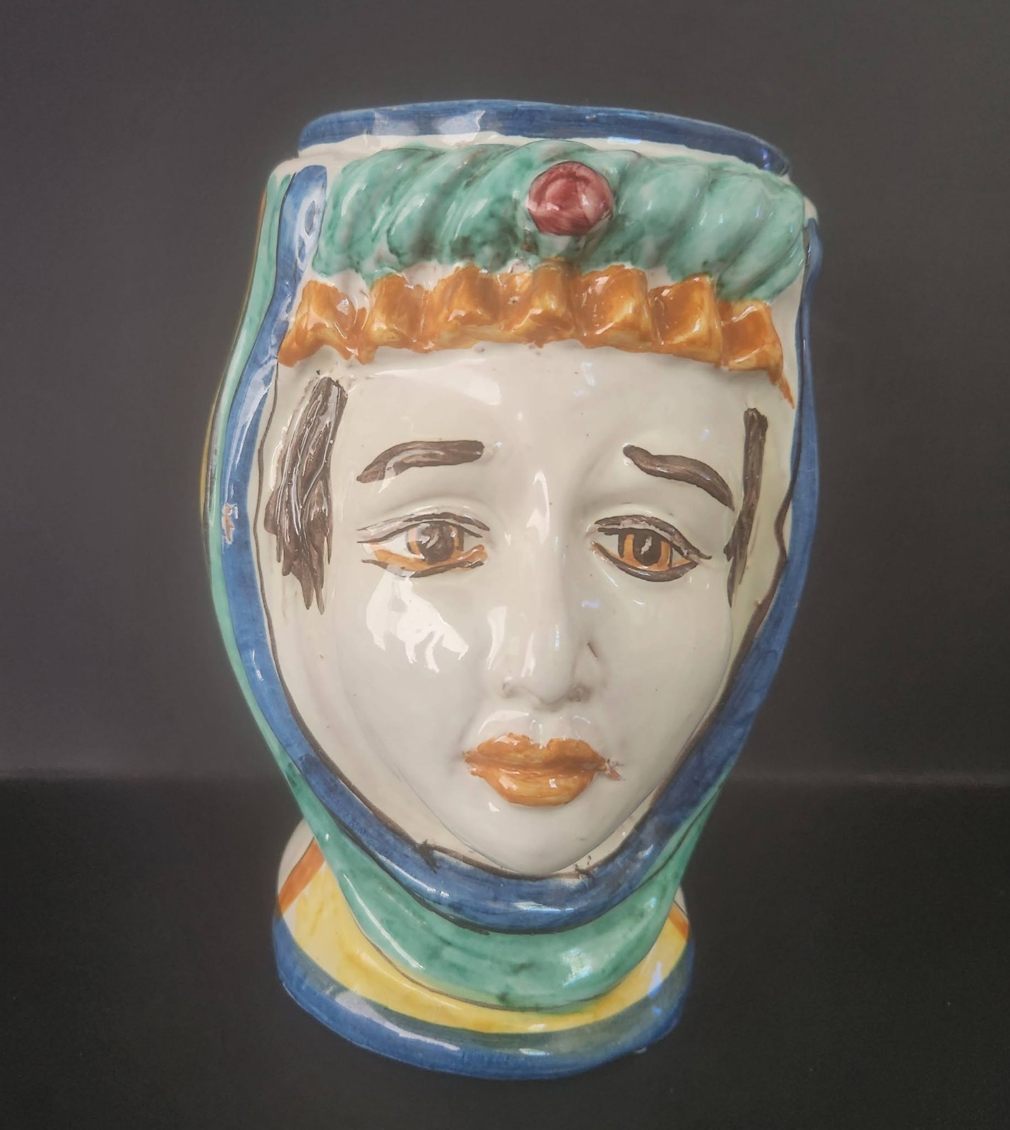 CALTAGIRONE, Vintage Moor Lady Face Vase