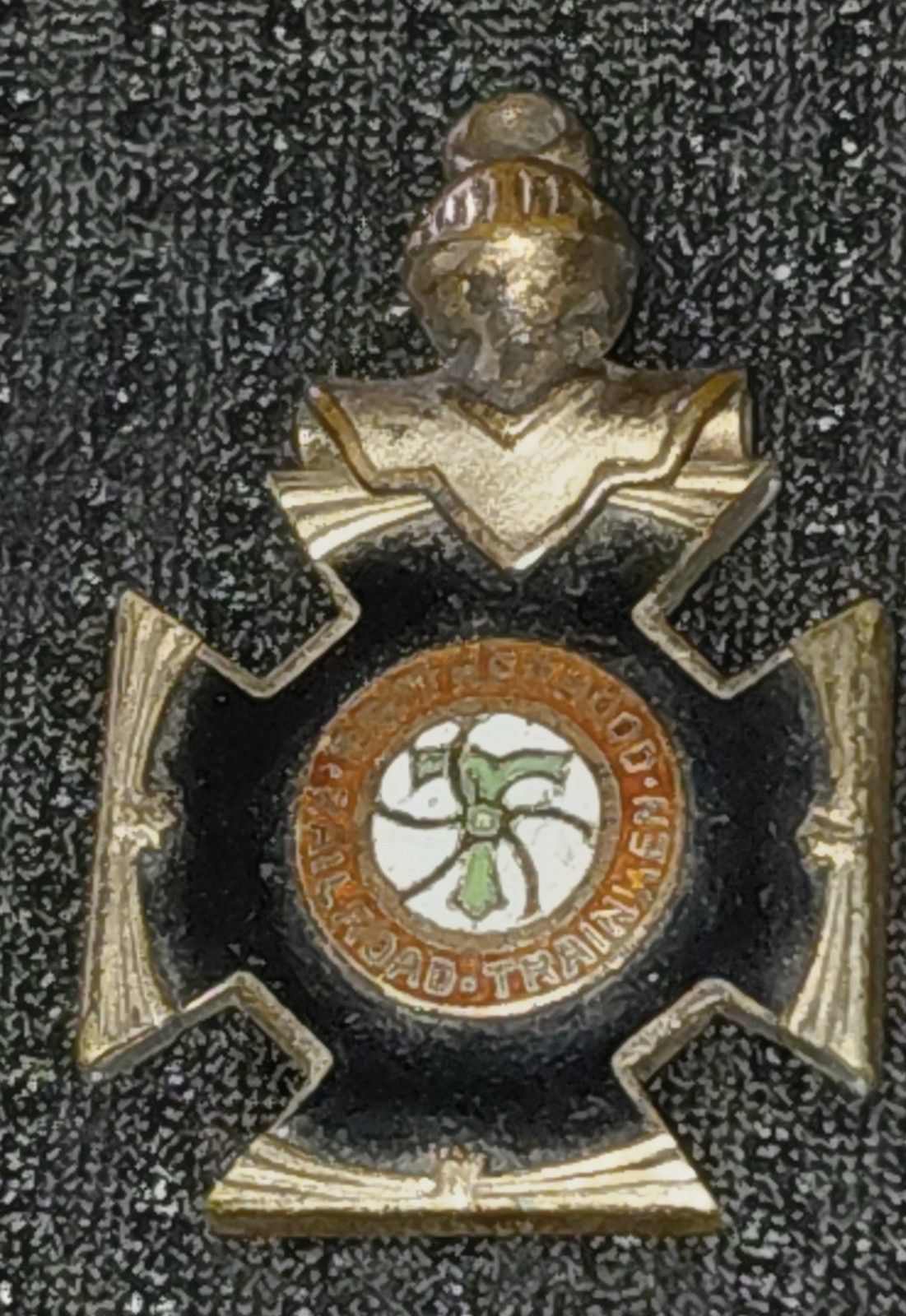 Vintage Brotherhood of Railroad Trainmen BRT Black Enamel Cross Pendant Pendant