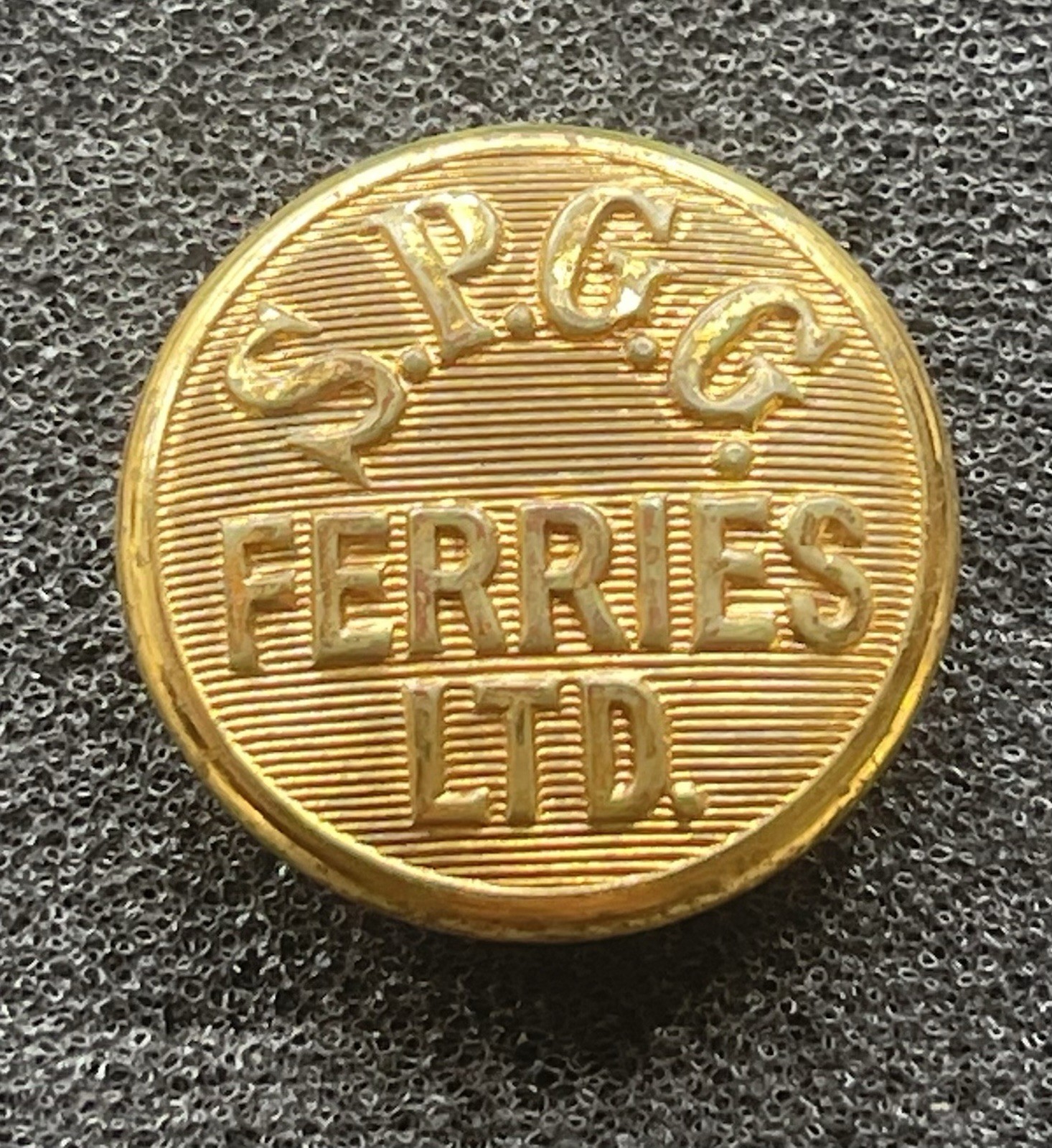 Rare Vtg SPGG FERRIES LTD Uniform Button - Southern Pacific Golden Gate - TM1931
