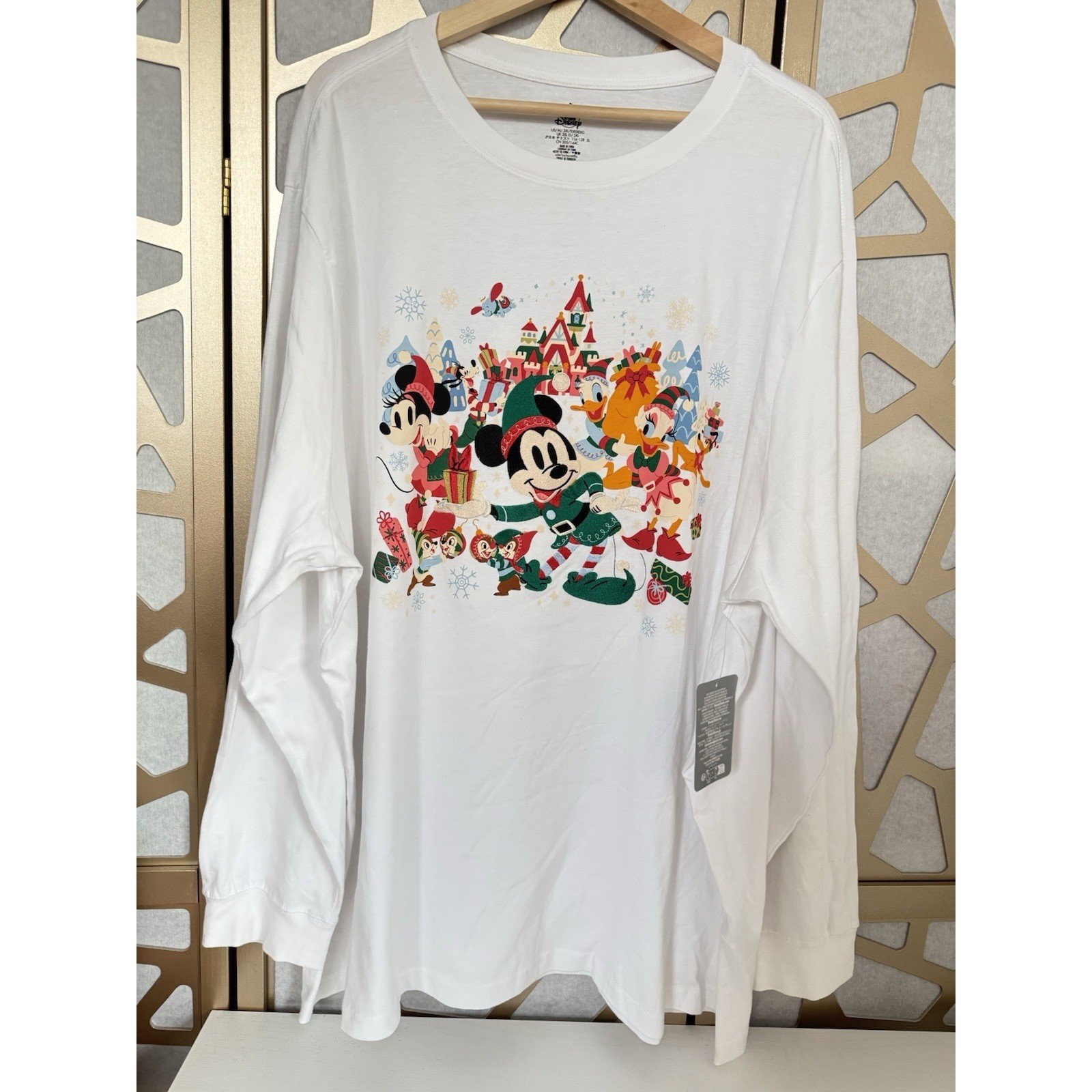 2024 Disney Parks Christmas Mickey Mouse & Friends Long Sleeve Shirt Size 3XL