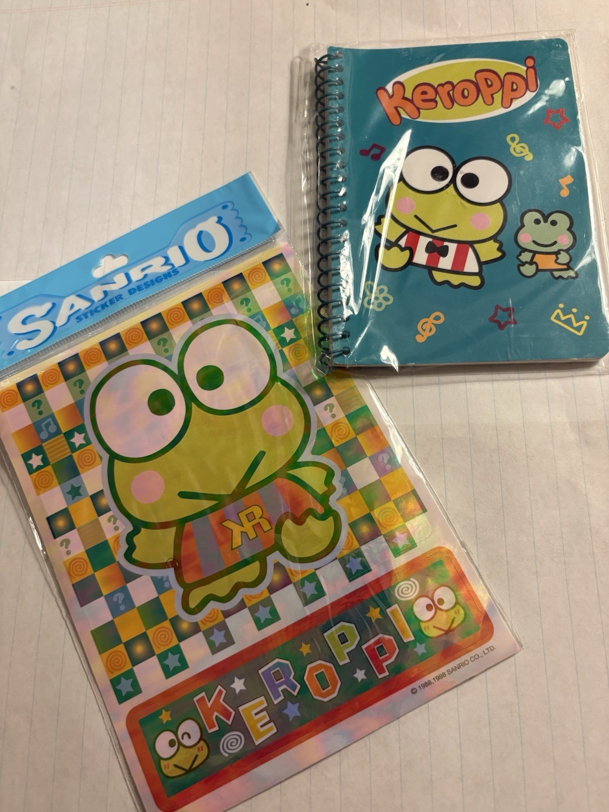 Keroppi Sanrio Sticker Vintage 1998 Rare plus small note pad 2001