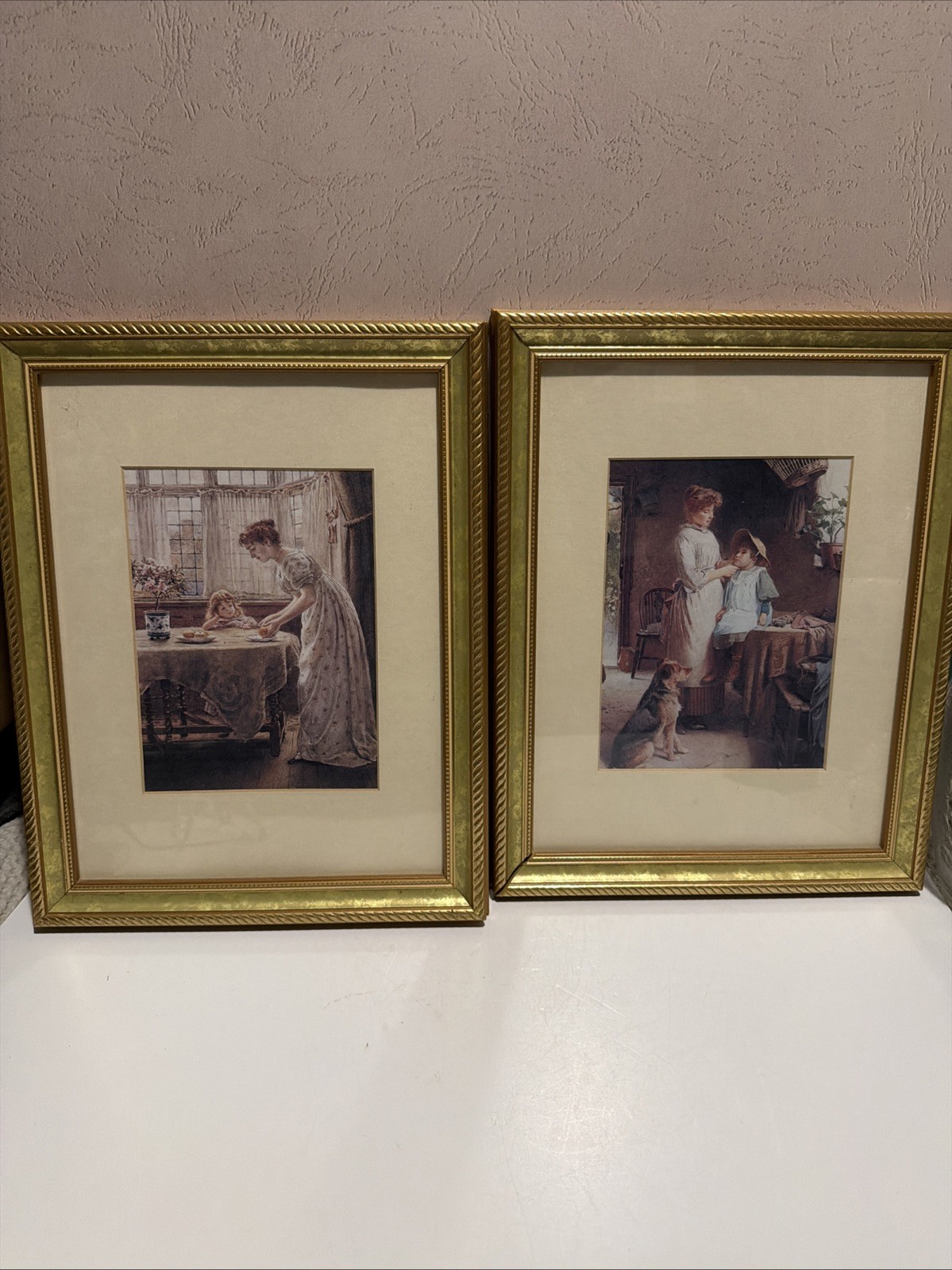Vintage picture set of two  Mother and childs Frame 11 X 14