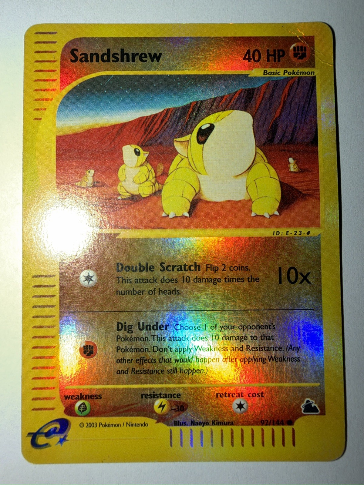 Pokemon Skyridge Sandshrew 92/144 Reverse Holo TCG E-Reader