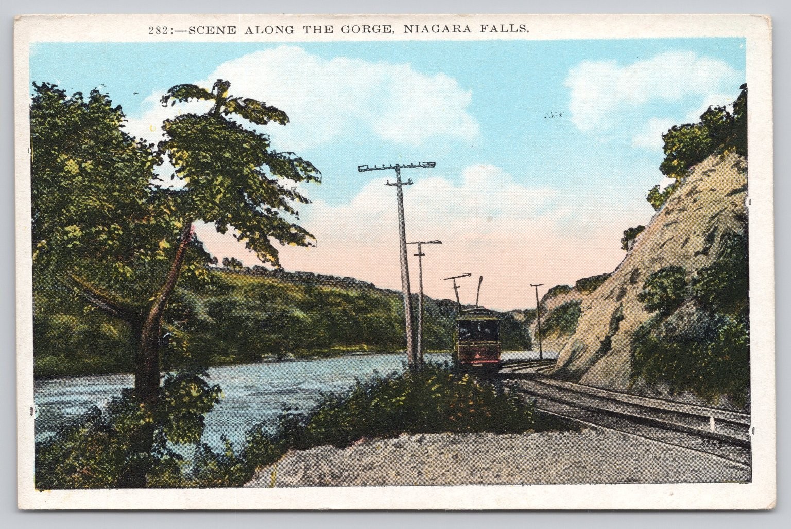 Niagara Falls Great Gorge Route Trolley Car Scenic View Postcard c1910s