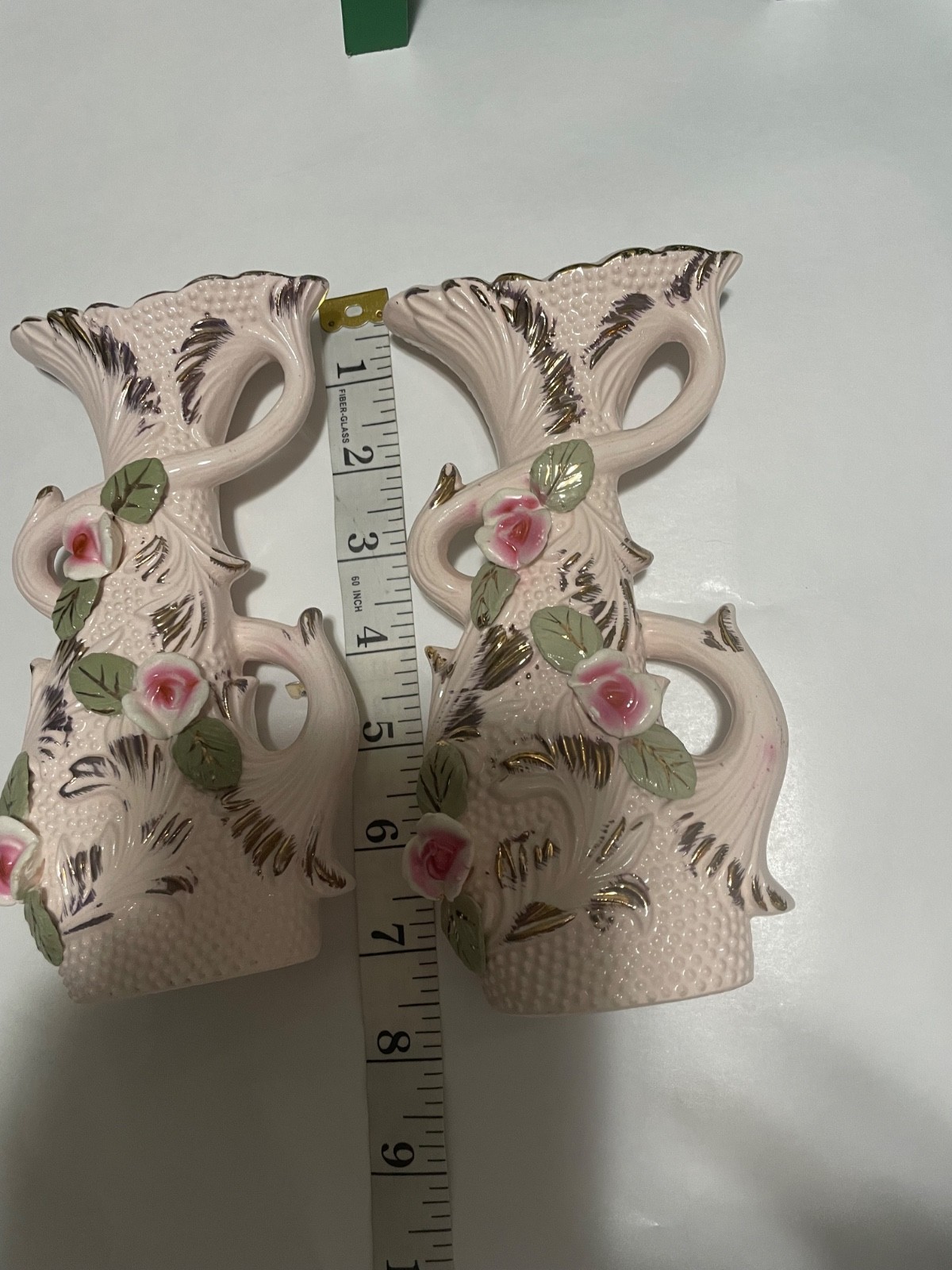 Japanese pink ceramic bud vases