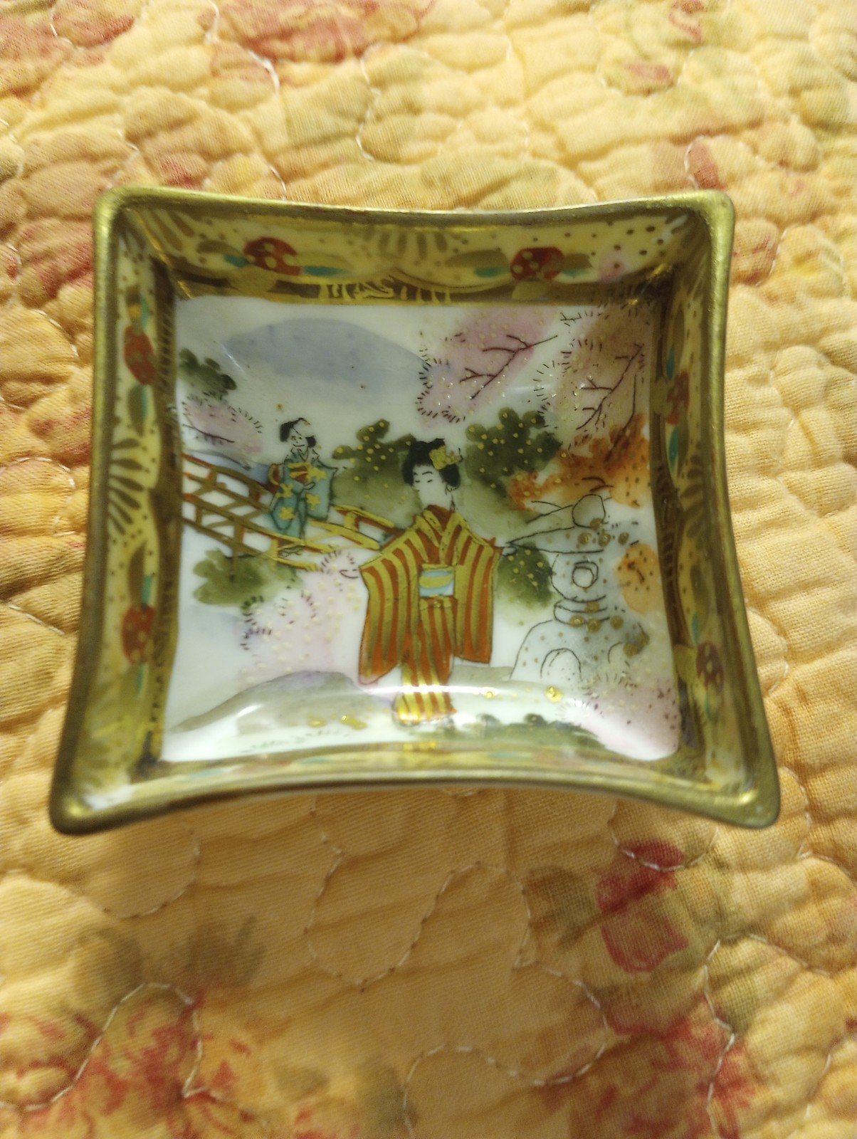 Japanese Antique Porcelain Hand Painted Geisha Girl Candy Dishes Lot Of 5