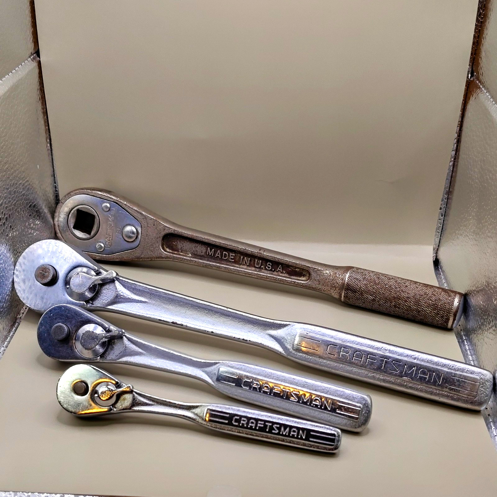 Vintage Craftsman 4pc Ratchet Lot/ -V- Series Set & 1/2 Drive BE Series Ratchet
