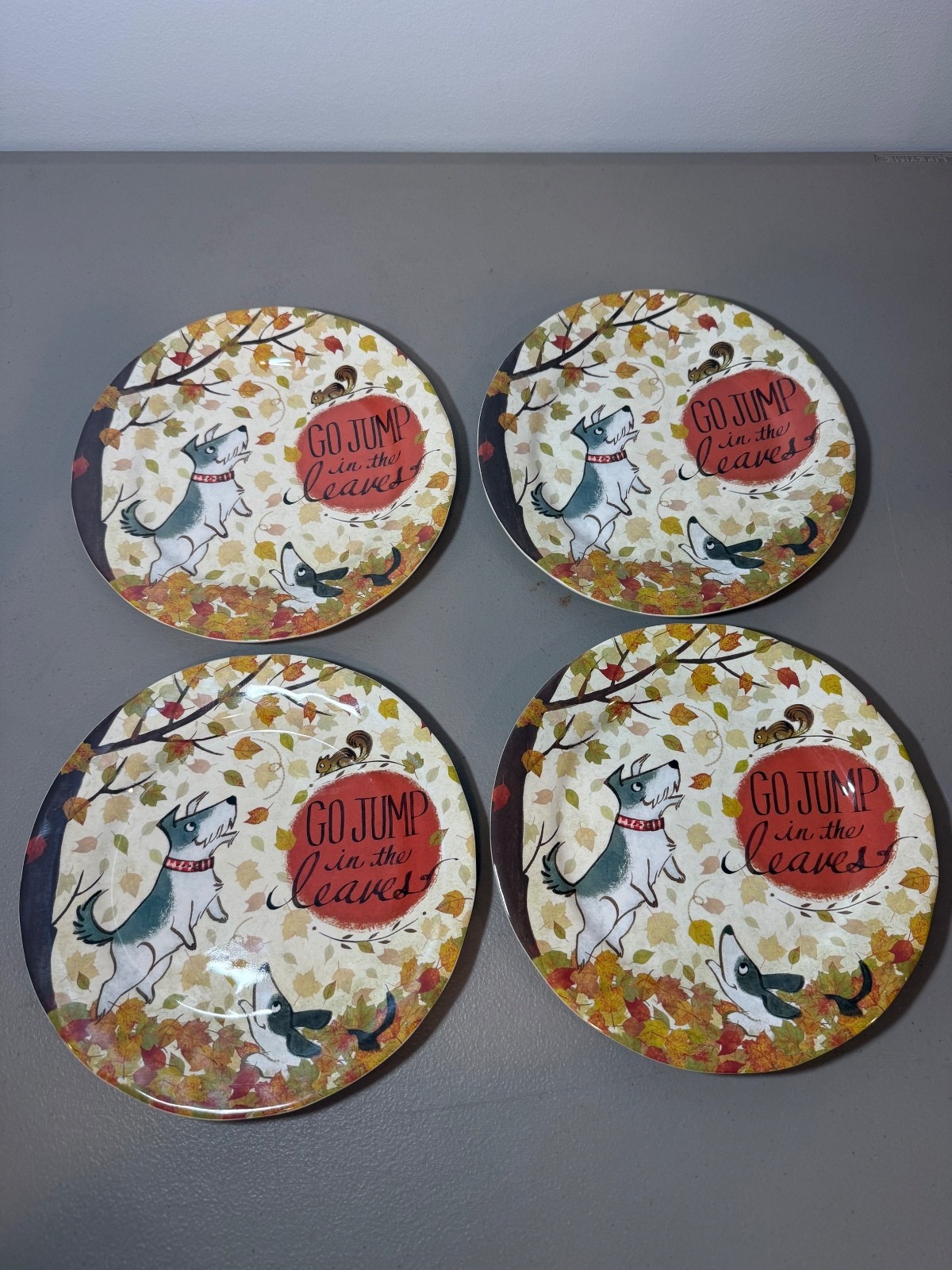 Pfaltzgraff Autumn Dog Plates Set of 4