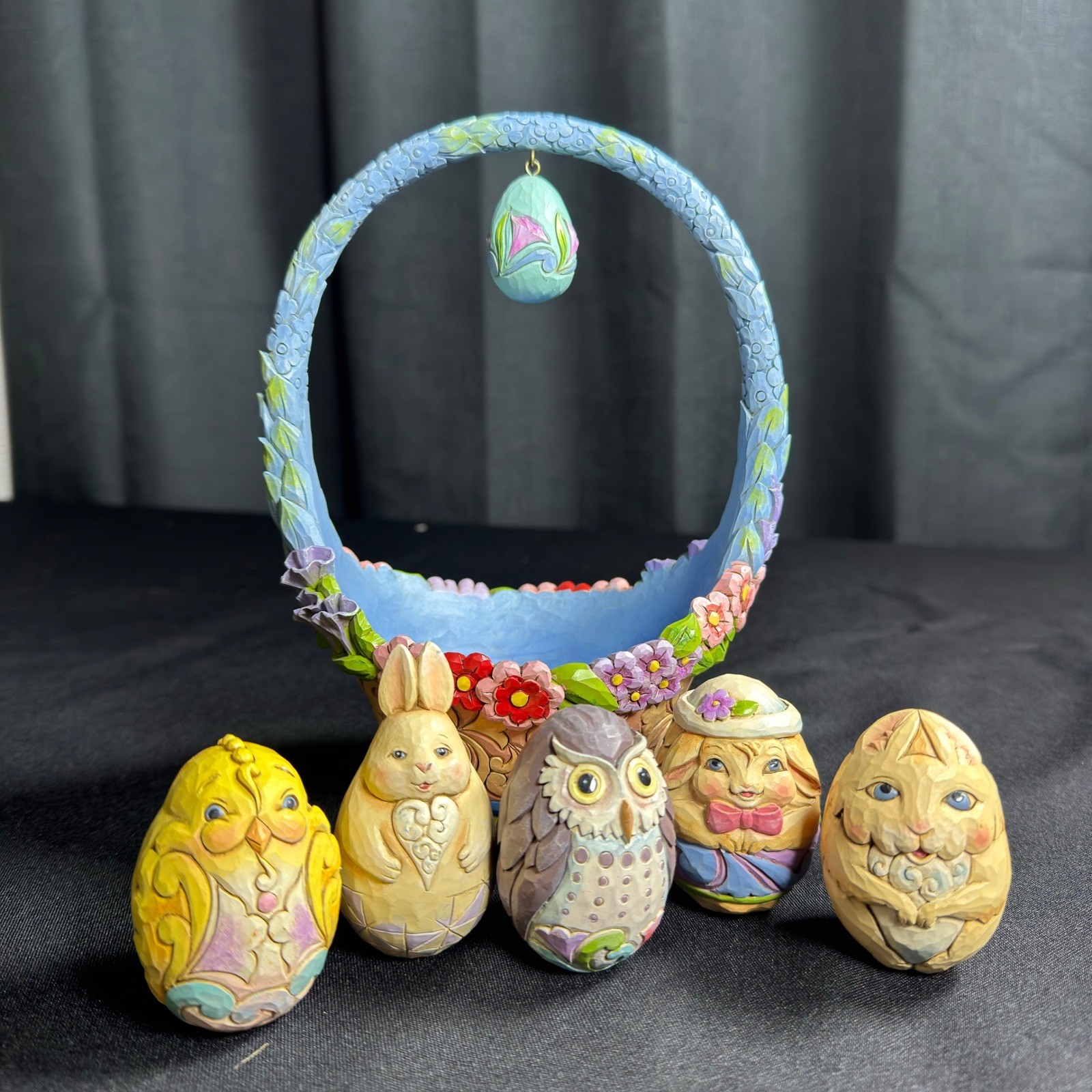 RARE Jim Shore Heartwood Creek Glorious Things Of Spring Easter Basket COMPLETE