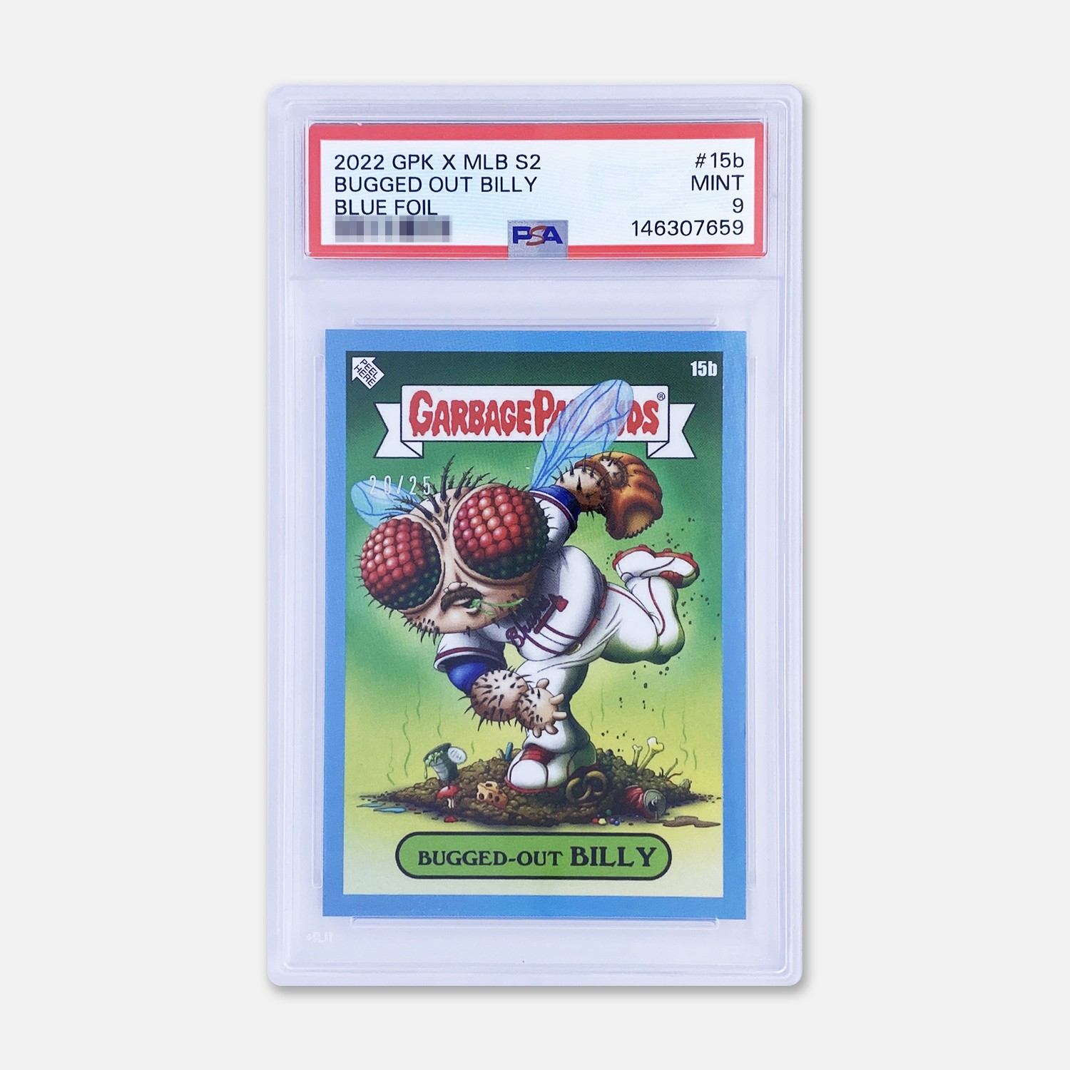 2022 TOPPS GPK x MLB S2 GARBAGE PAIL KIDS BUGGED-OUT BILLY BLUE FOIL 15b PSA 9