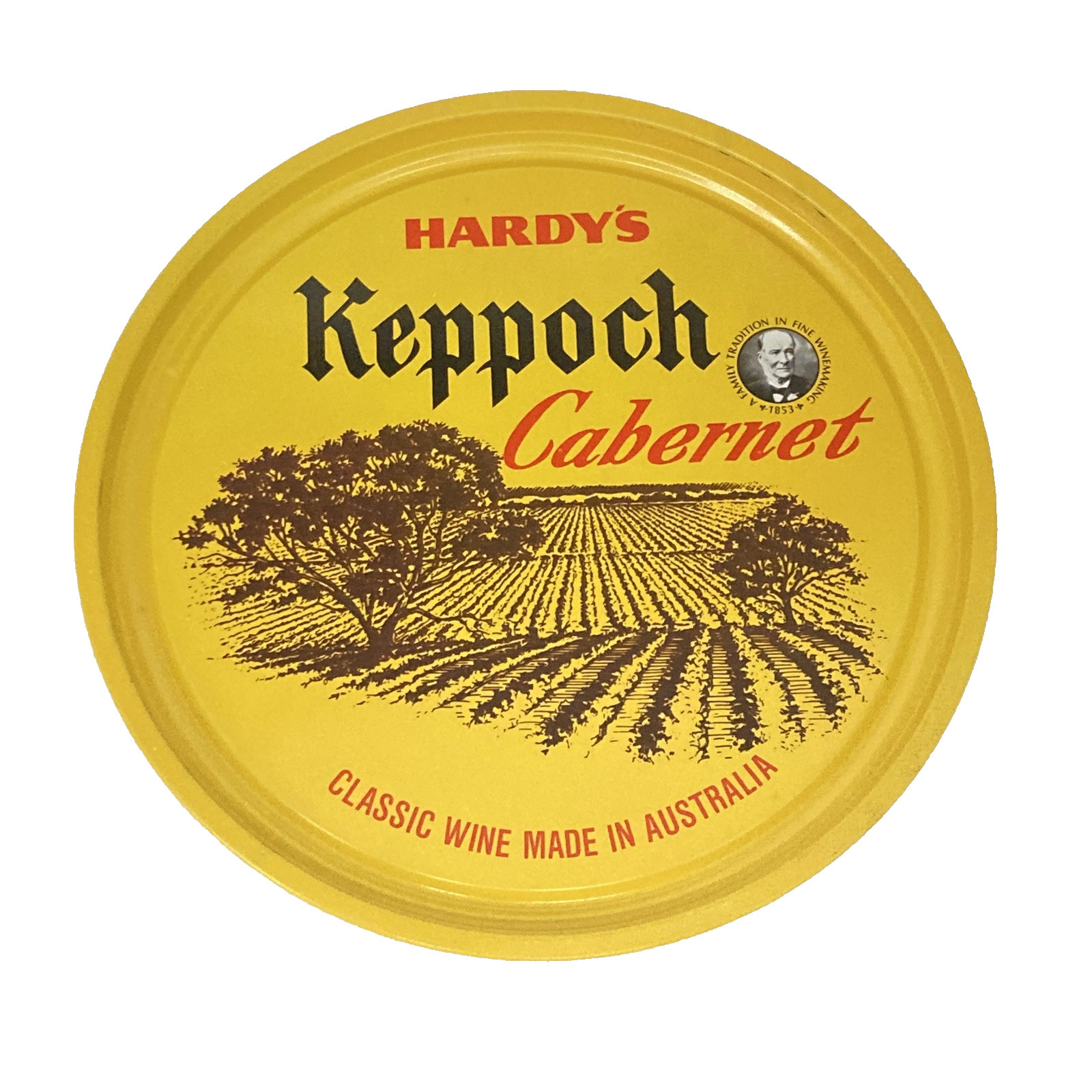 Rare Vintage Hardys Metal Drink Tray Keppoch Cabernet 30cm Round NEW Flaws