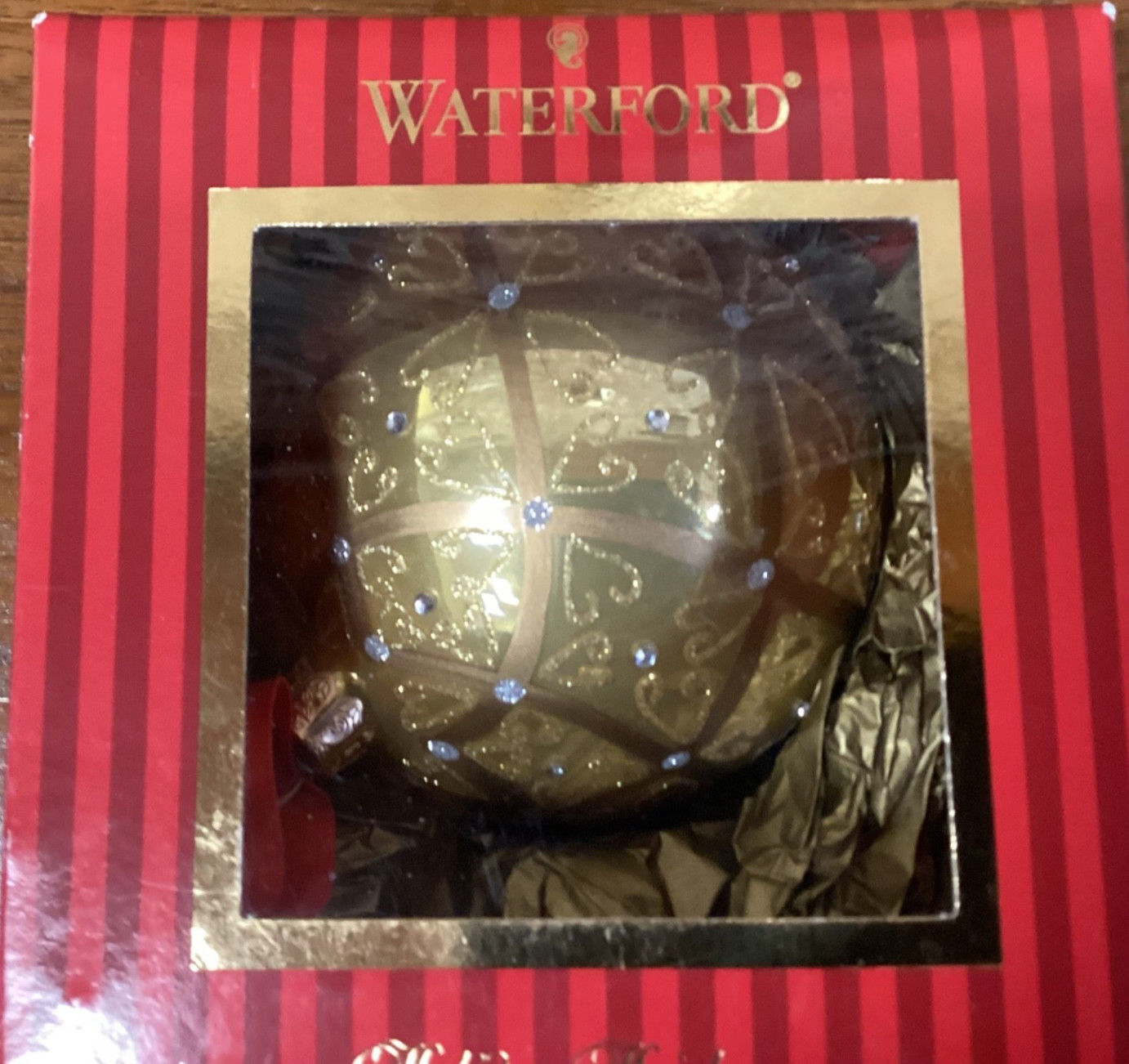 Waterford Holiday Heirlooms Large Celtic Scroll Ball #153830 w/ Box