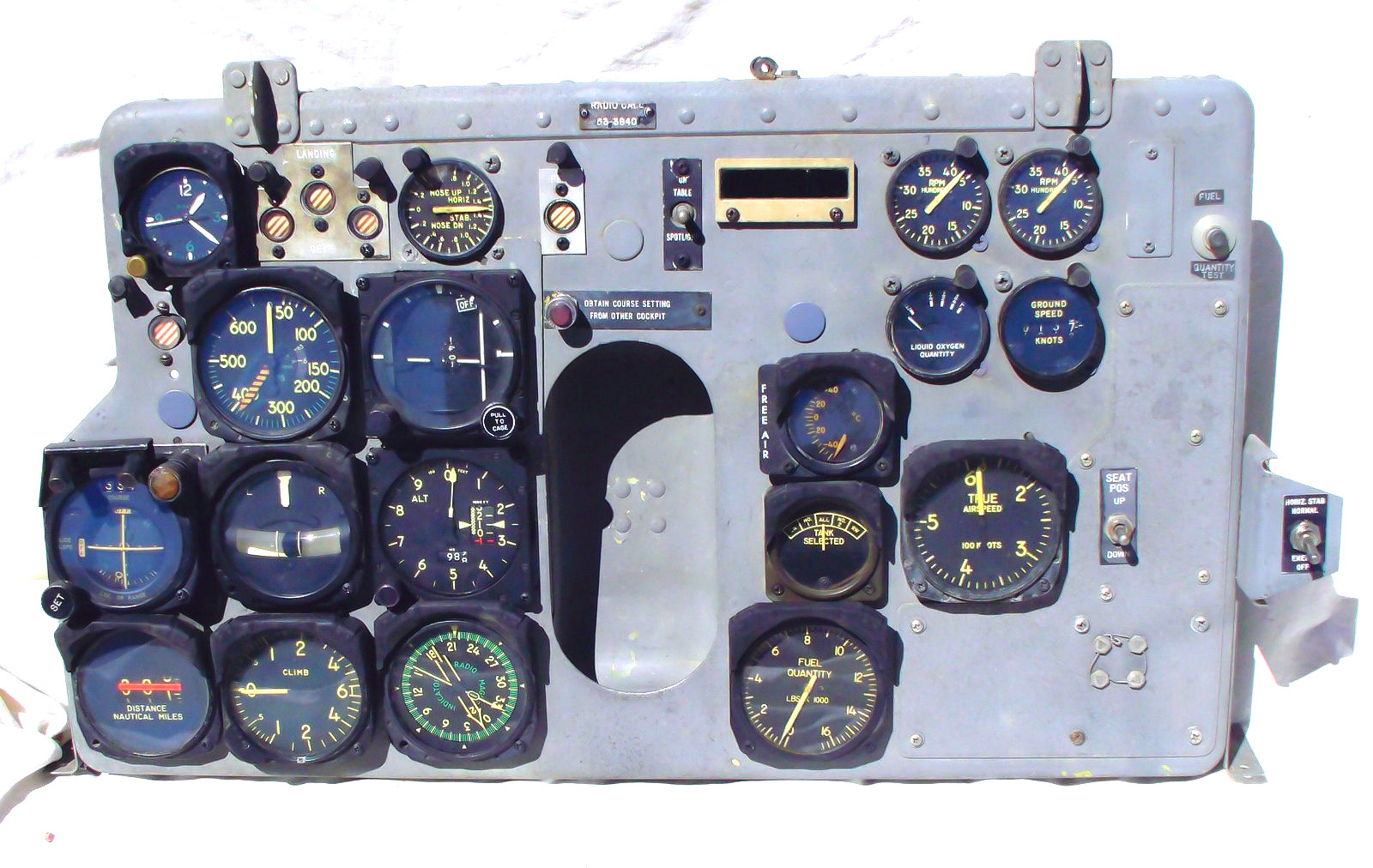 USAF B-57C Canberra Tactical Jet Bomber Rear Cockpit Aircrew Instrument Panel