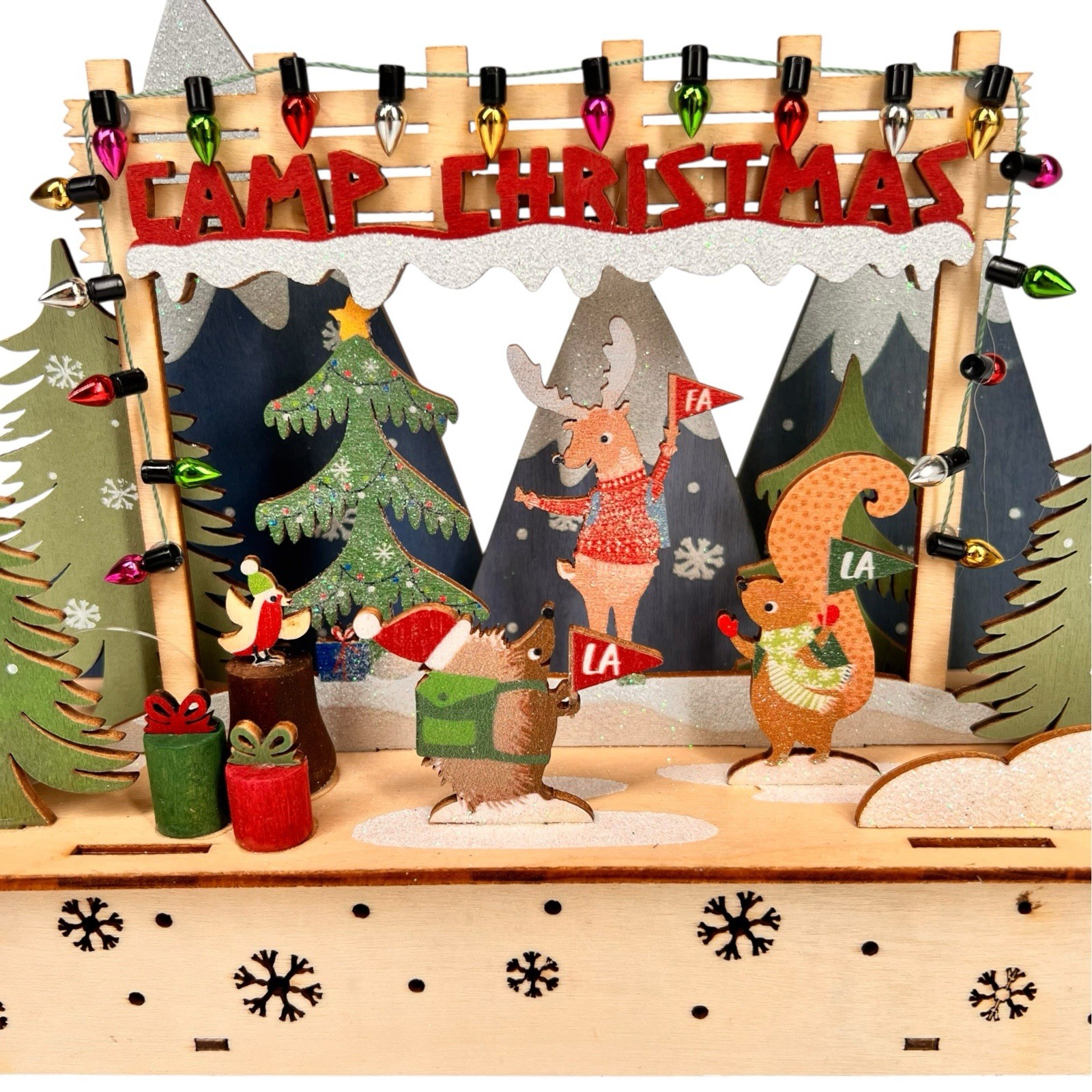 New 2022 World Market LED CAMP SCENE Lighted Christmas Cozy Woodland Animals