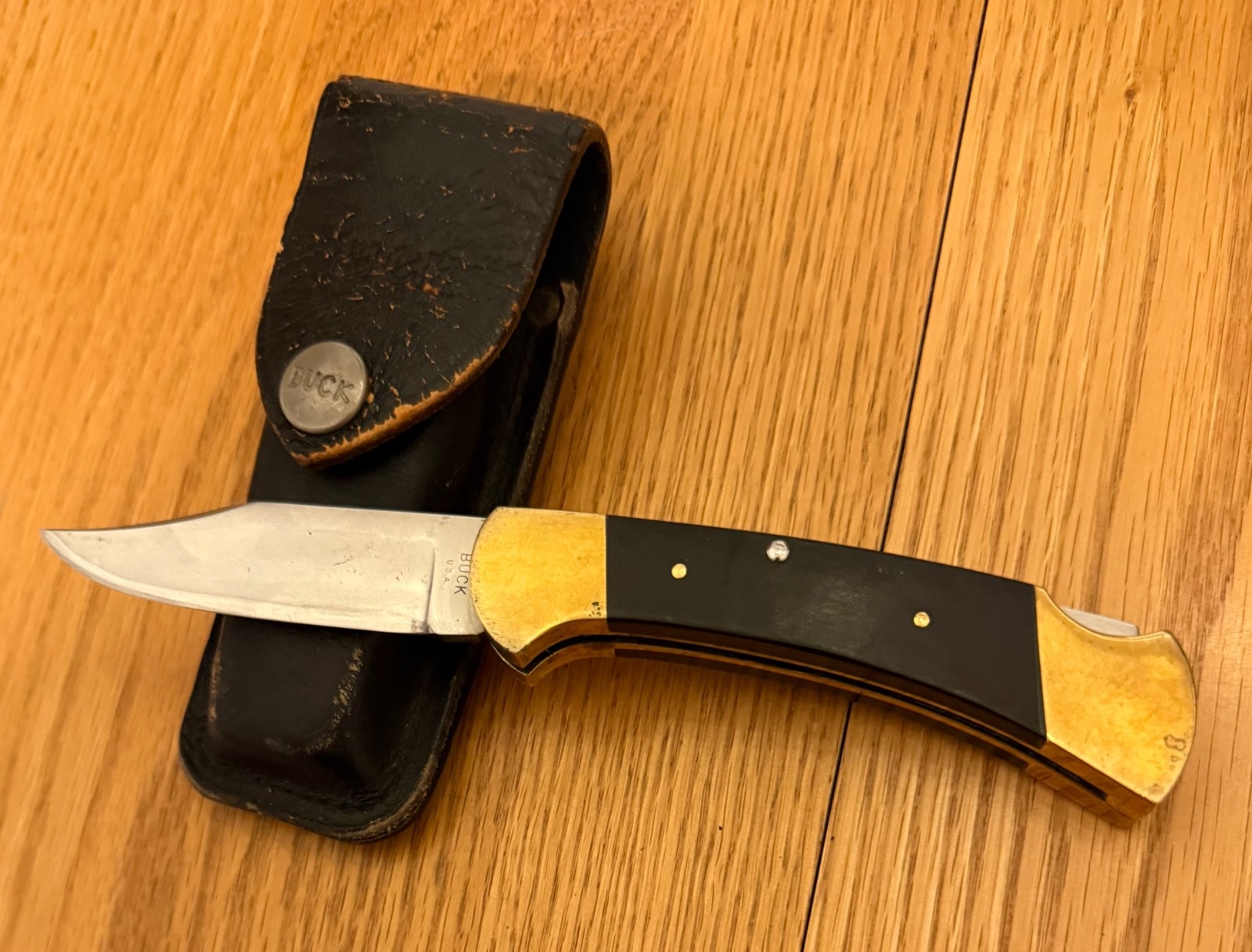 RARE VINTAGE EARLY ISSUE BUCK MICARTA 112 KNIFE USED      N5
