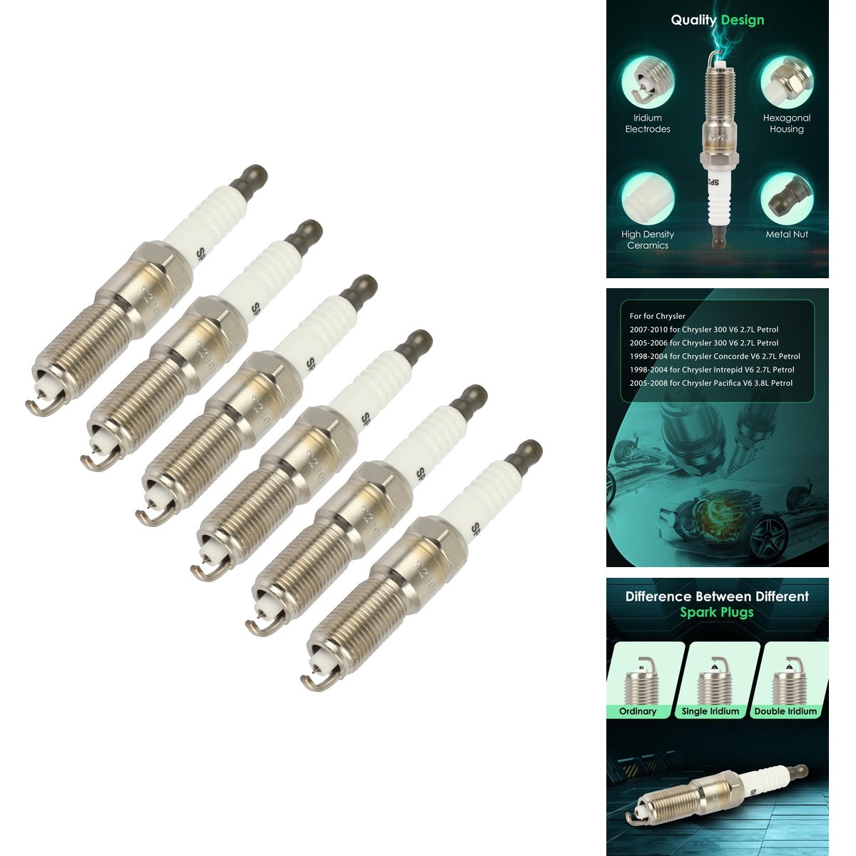 SCITOO Set of 6 Iridium Spark Plugs for Chrysler Dodge Jeep VW 300 Concorde