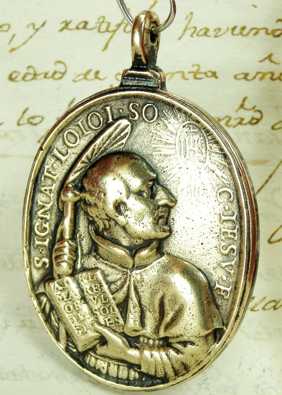 ANTIQUE 18TH CENTURY ST. IGNATIUS OF LOYOLA & ST. FRANCIS XAVIER BRONZE MEDAL