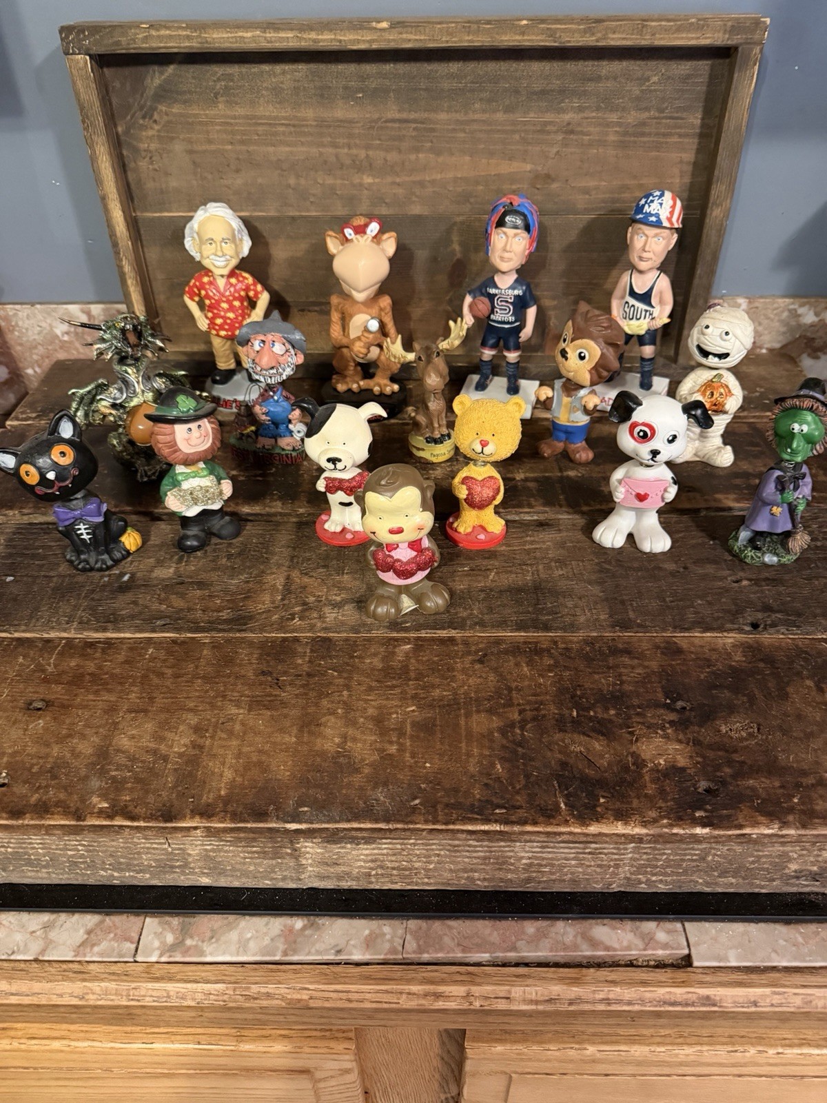 16 Pc Bobblehead Lot Mixed Characters Animals Sports Display Figures