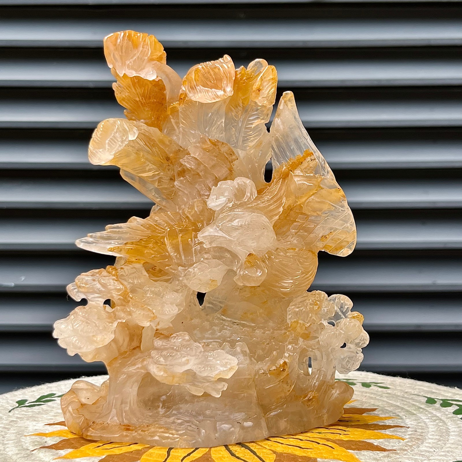 3.1 lb  Clear Quartz Carving Golden Healer Yellow Inclusions Gemstone Home Gift