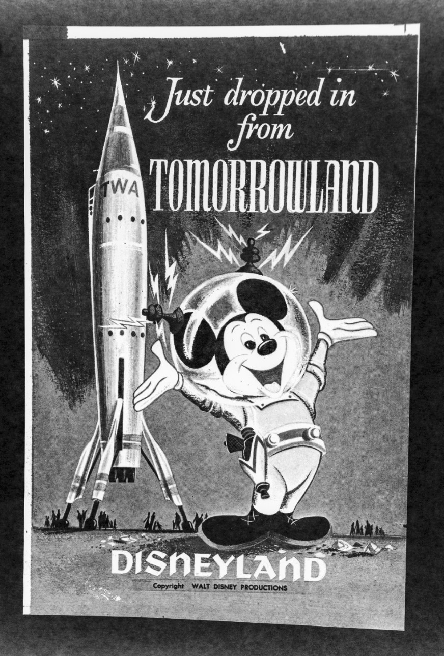 Vintage 1950s Disneyland Tomorrowland Large Negative TWA Moonliner Mickey Mouse