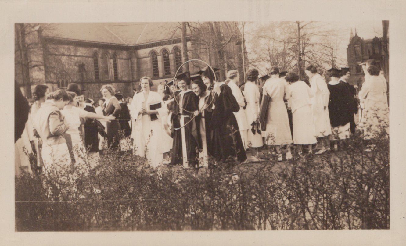 Wellesley College MA 1936 Women with hoops at chapel Rare - Original Photo