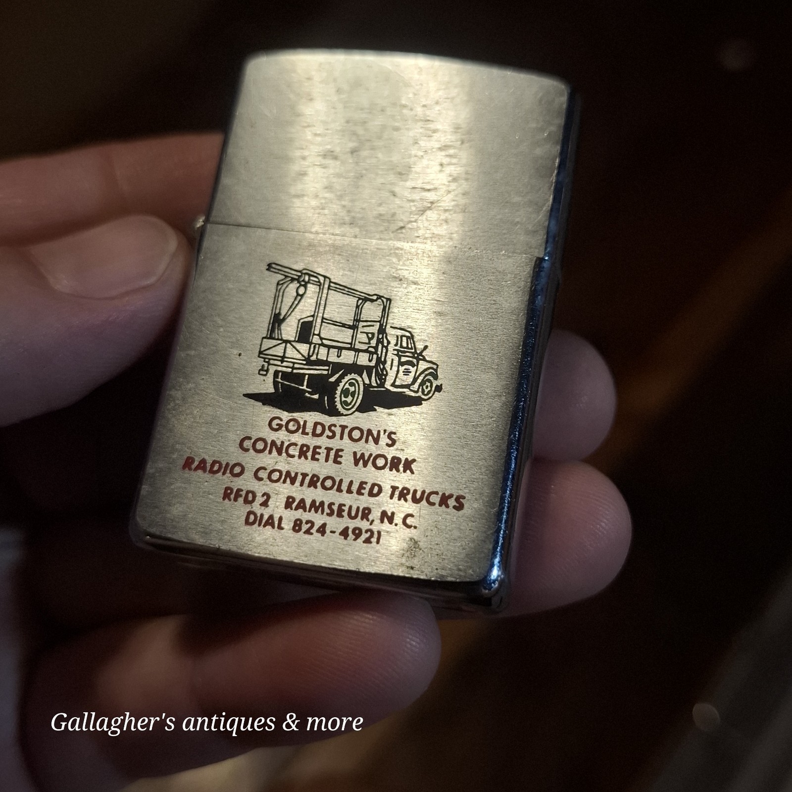 Vintage 1966 Zippo Lighter Goldston Concrete Work Ramseur NC Truck Advertisement
