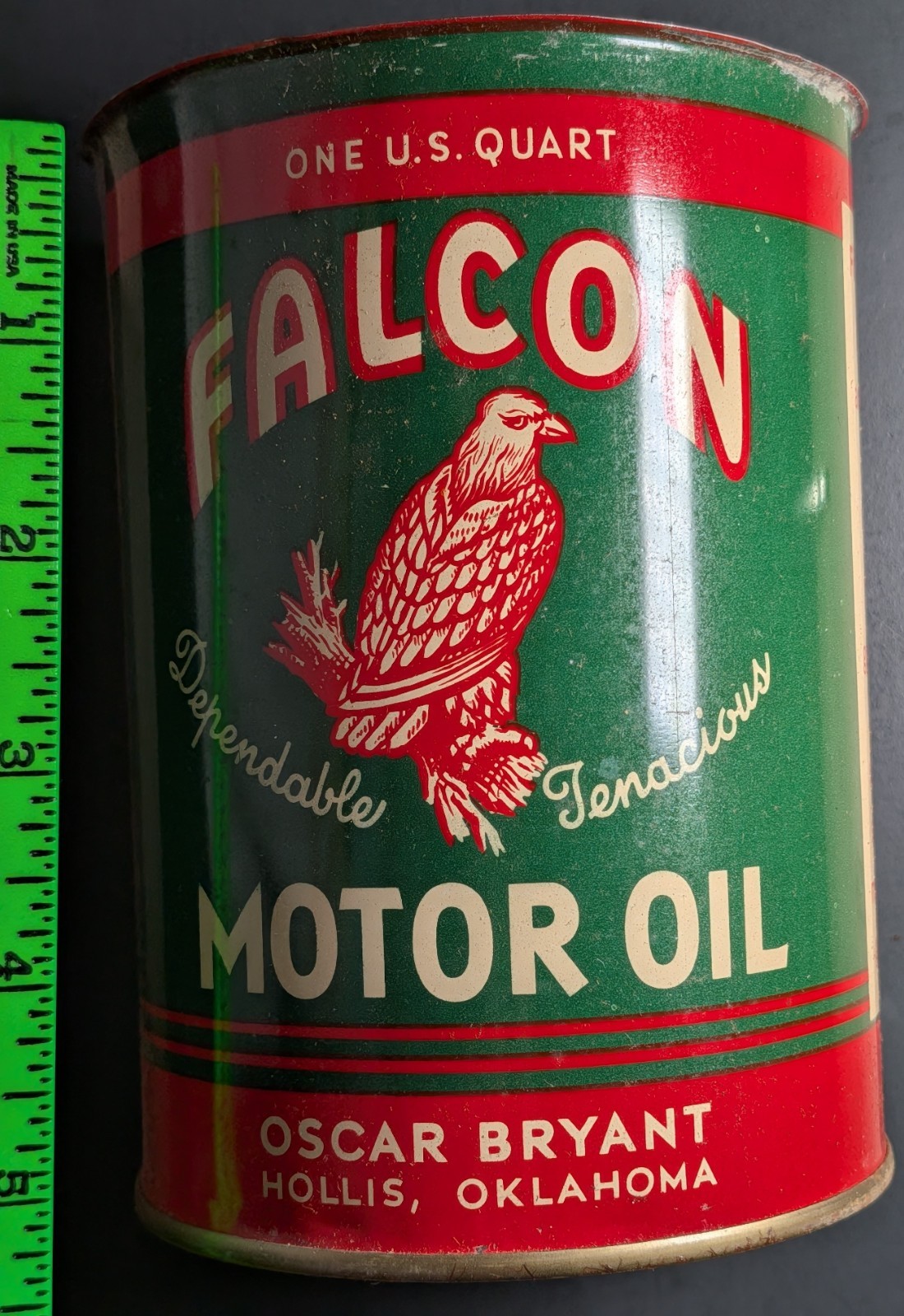 Vintage Falcon Motor Oil EMPTY Metal Can (Minor Wear)