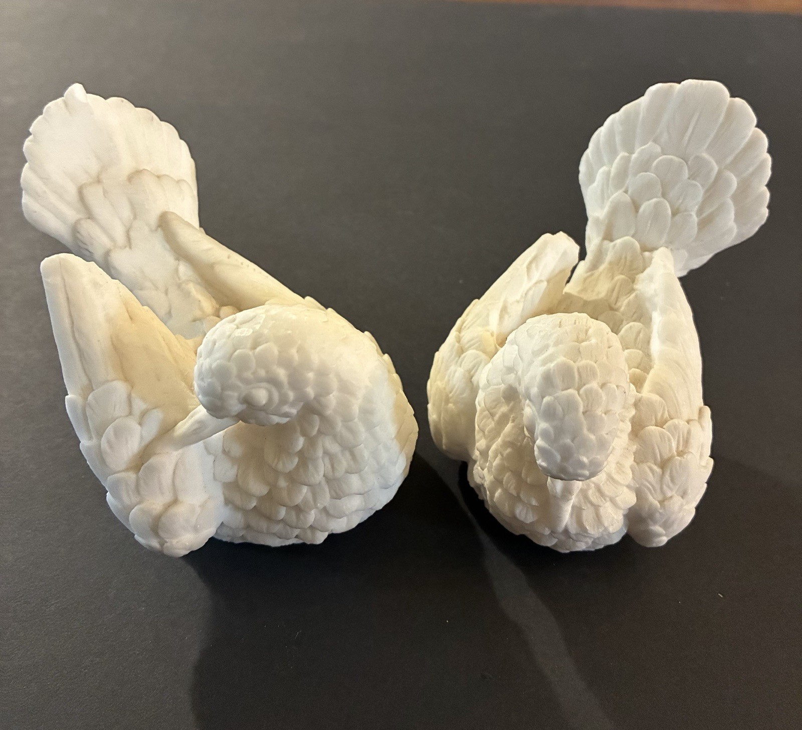 Vintage A Santini Italian Alabaster White Dove Figurines Pair Love Birds 