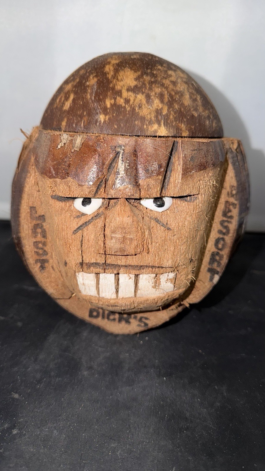 Vintage Dick’s Last Resort Coconut Head Bank Tiki Bar Restaurant Souvenir