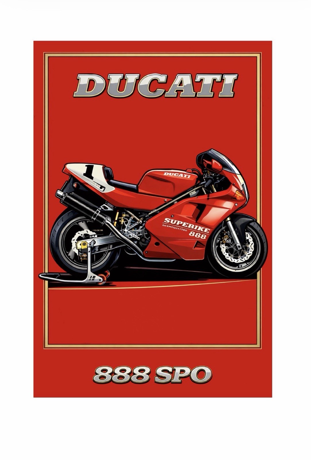 Hi Gloss Ducati Superbike 888 SPO SPS Vintage Style Metal Sign Advertising