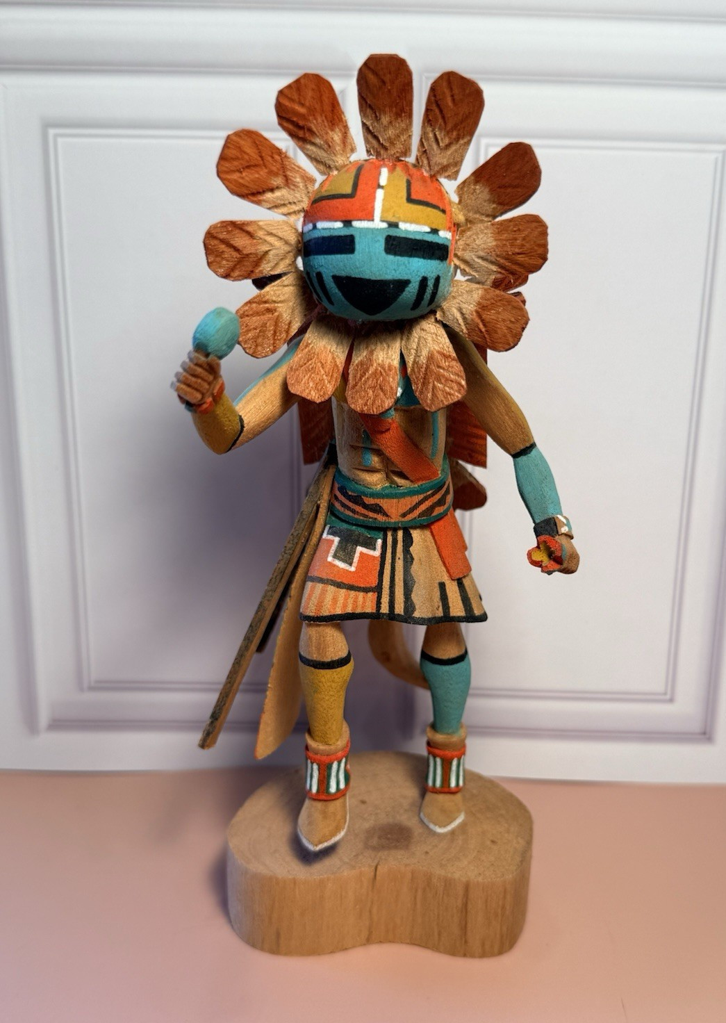 Coolidge Roy III Hopi Dawa Sunface Kachina Doll Signed Native American 7.5