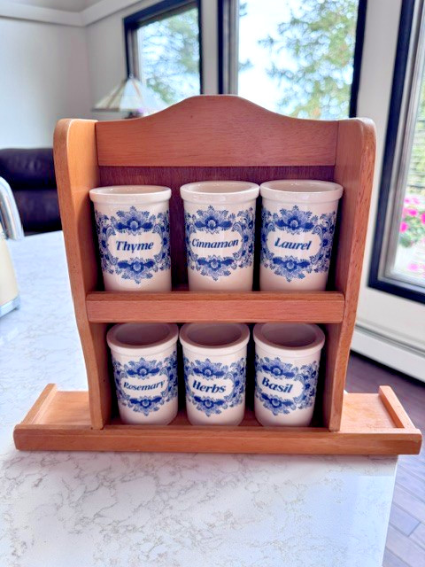 Vintage Elesva Country Dutch Blue and White Ceramic Spice and Herb Delftware