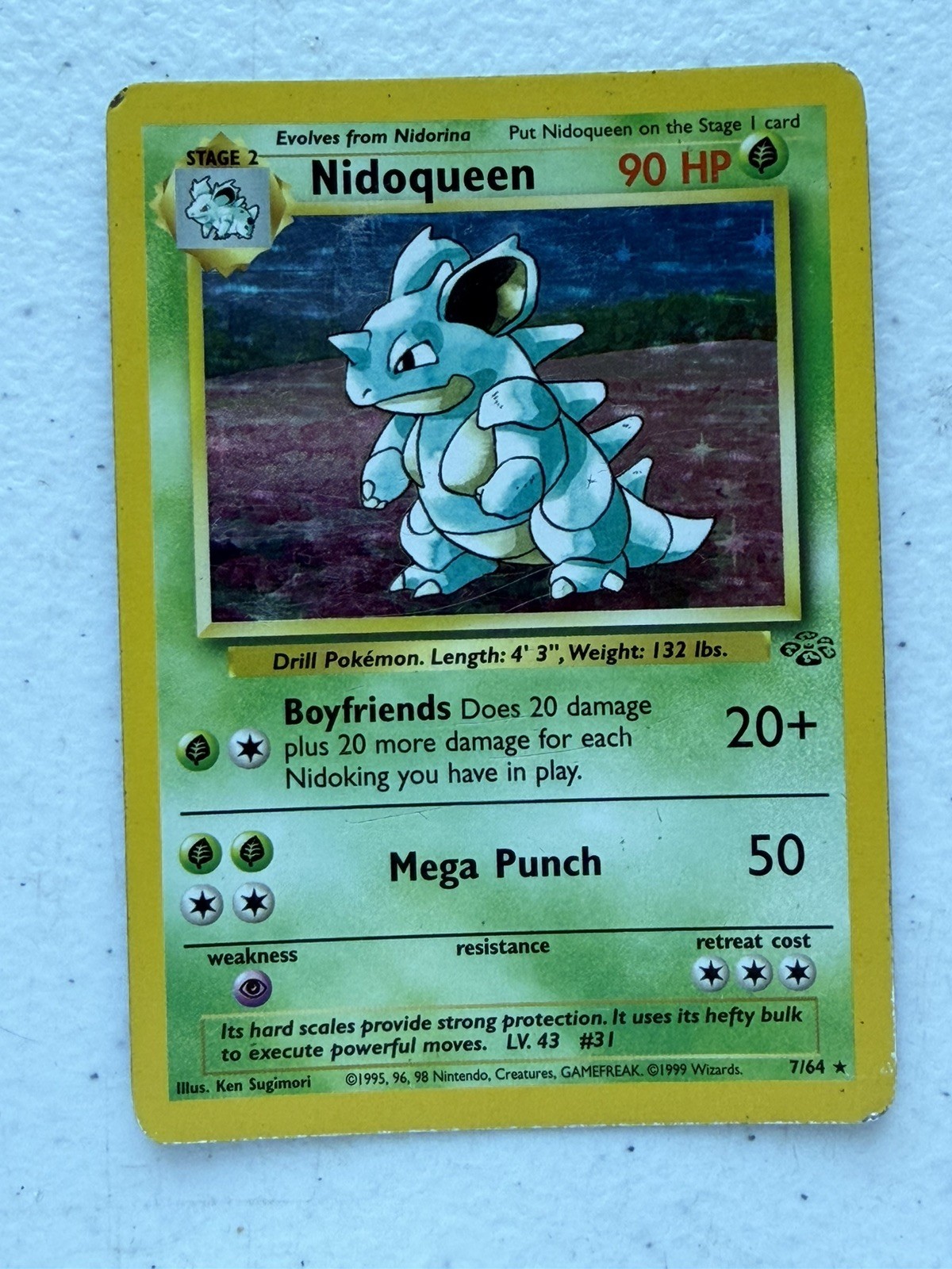 Nidoqueen Pokemon Card Holo WOTC 7/64 Jungle Set Rare Vintage 1999 Original MP