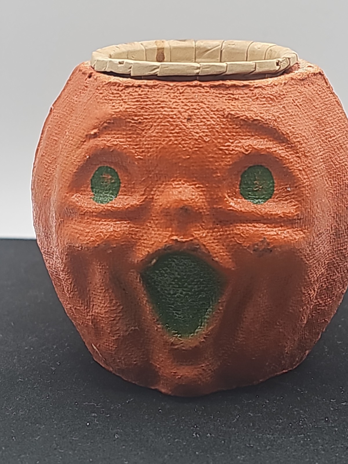 Antique Vintage Halloween Paper Mache Jack-o-lantern Nut Cup choir boy 1940s
