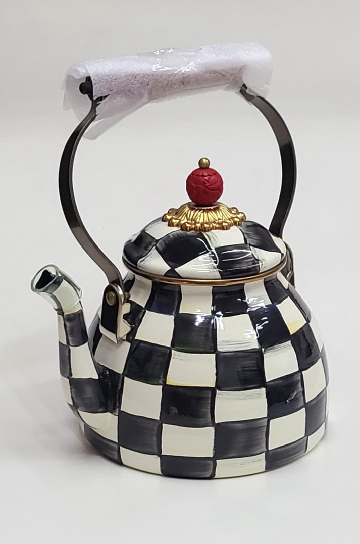 Mackenzie Childs Courtly Check 2 Quart Tea Kettle