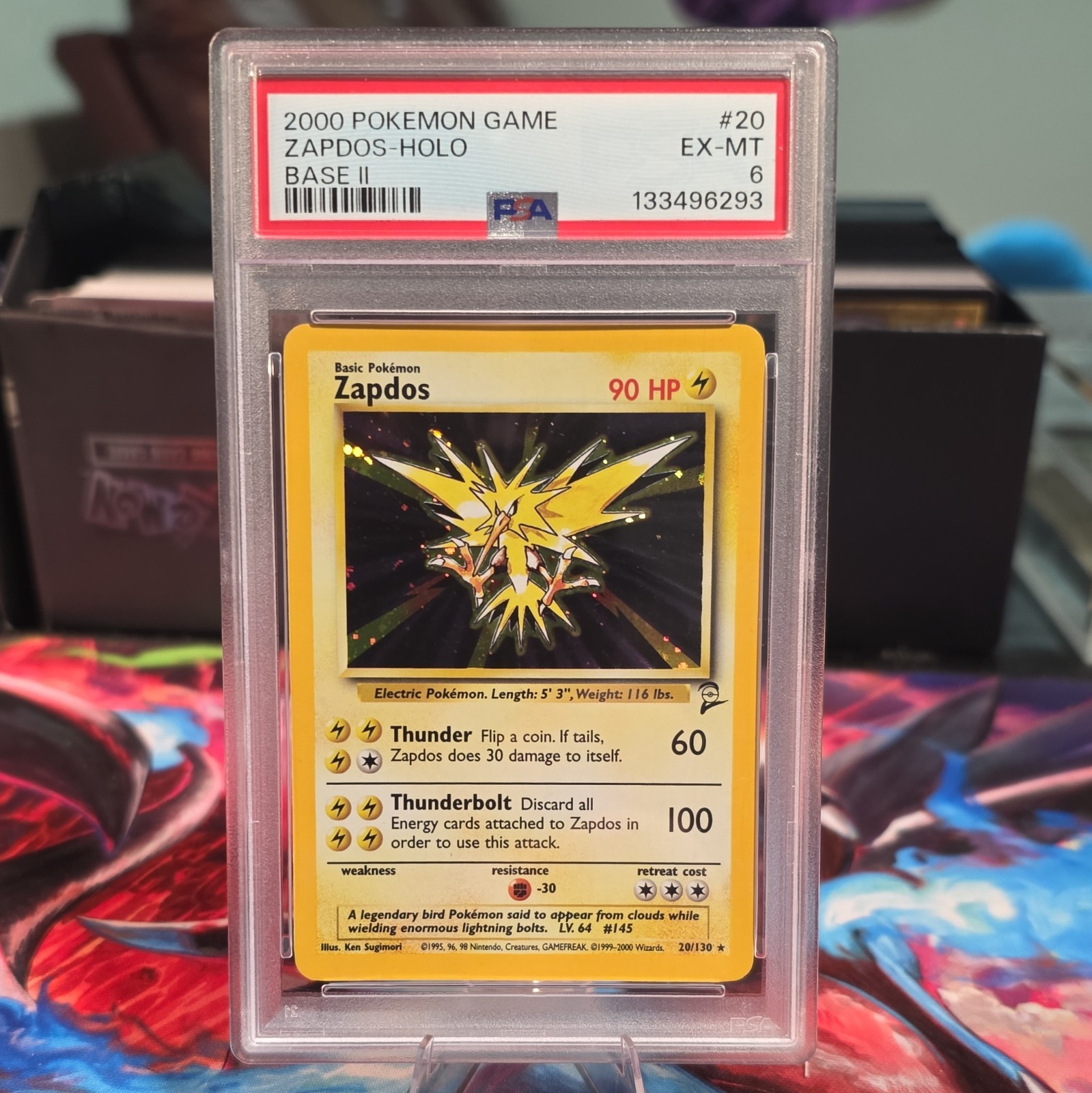 Pokémon 2000 Base Set 2 Zapdos Holo #20 PSA 6 EX-MT Cert 133496293