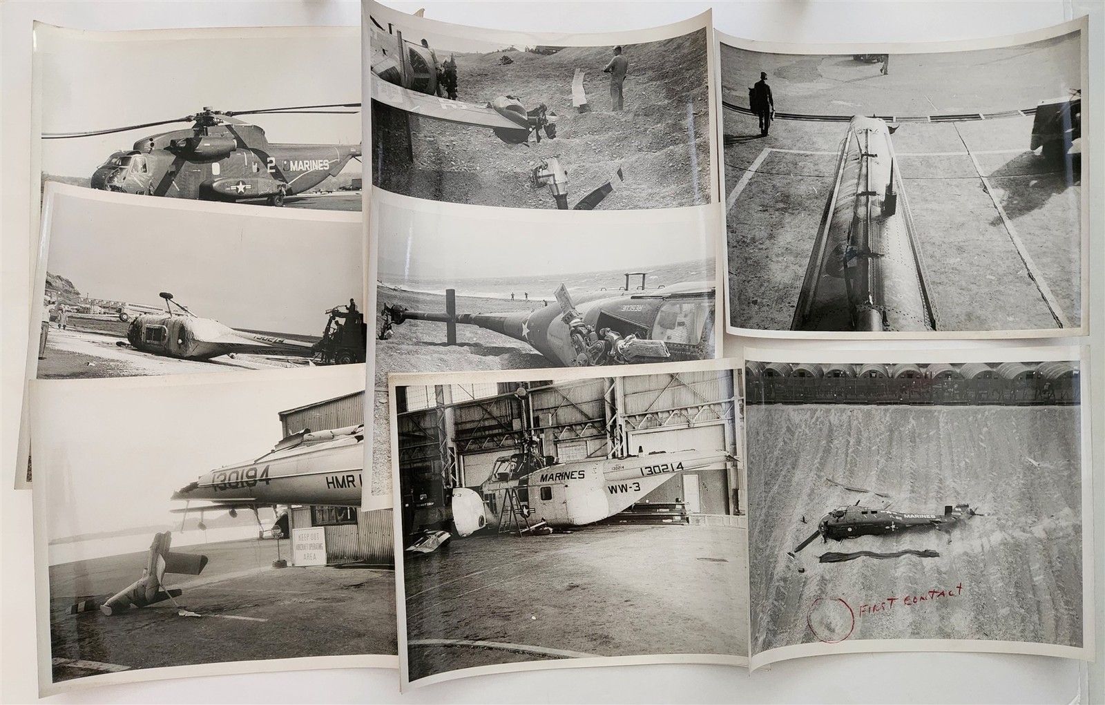 1958-66 vintage US MARINES SIKORSKY HRS-3 HMR-163 helicopter crash PHOTOS japan