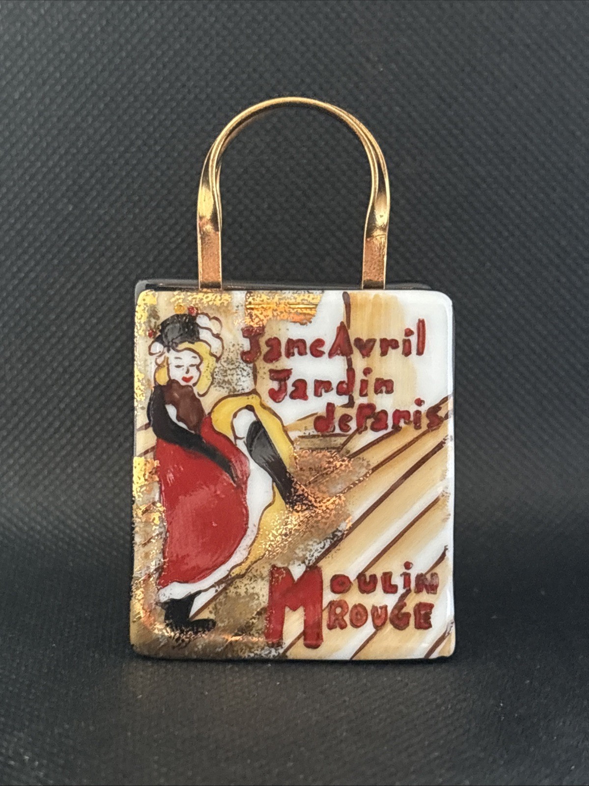 Limoges Shopping Bag Moulin Rouge Trinket Box Limited Edition 579 Of 750
