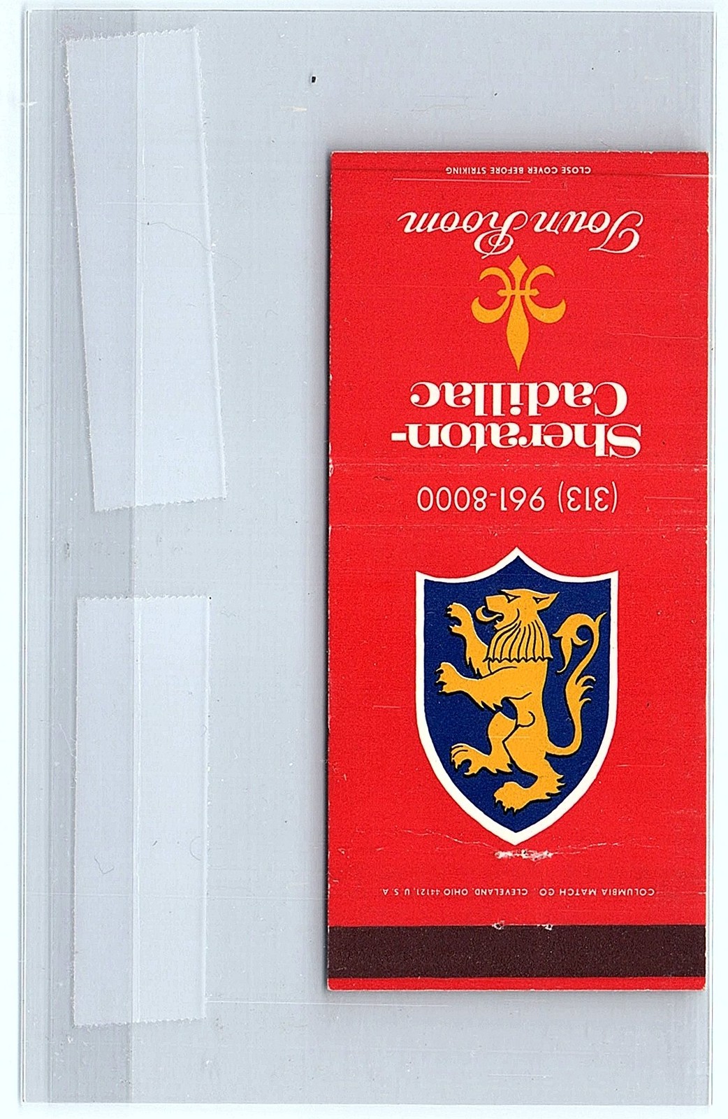 Vintage Sheraton Hotels matchbook with restaurant list