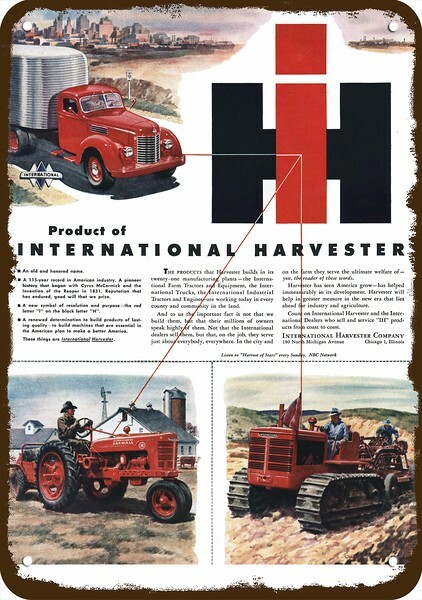 1946 INTERNATIONAL HARVESTER FARMALL Tractor Truck DECORATIVE REPLICA METAL SIGN