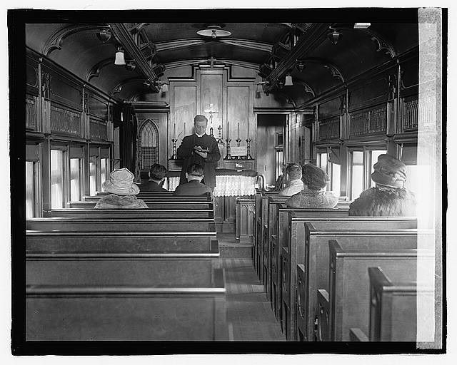 St Paul MN Rev E J McGuinness 1923 Chapel Car Church on Wheels Interior